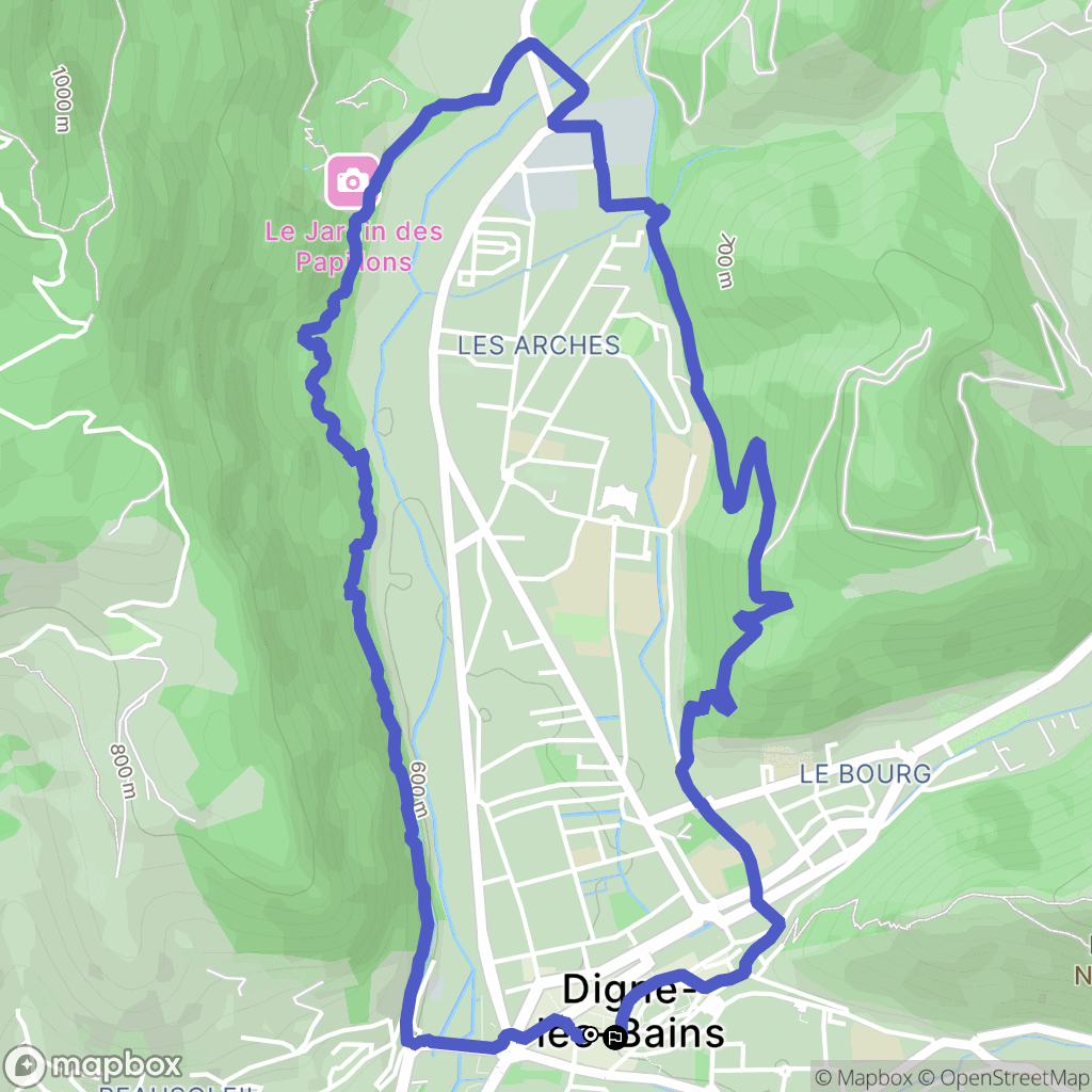 Digne-les-Bains : carte du parcours de randonnée - France