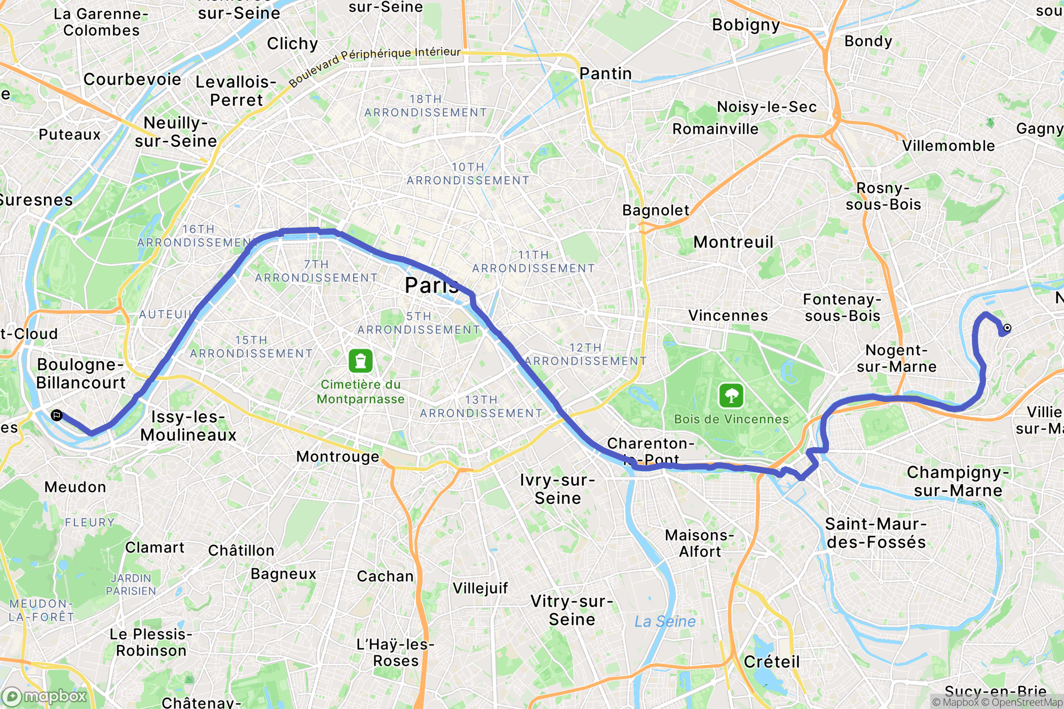 Bry-sur-Marne : carte du parcours de randonnée - France