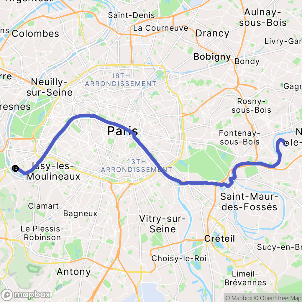 Bry-sur-Marne : carte du parcours de randonnée - France
