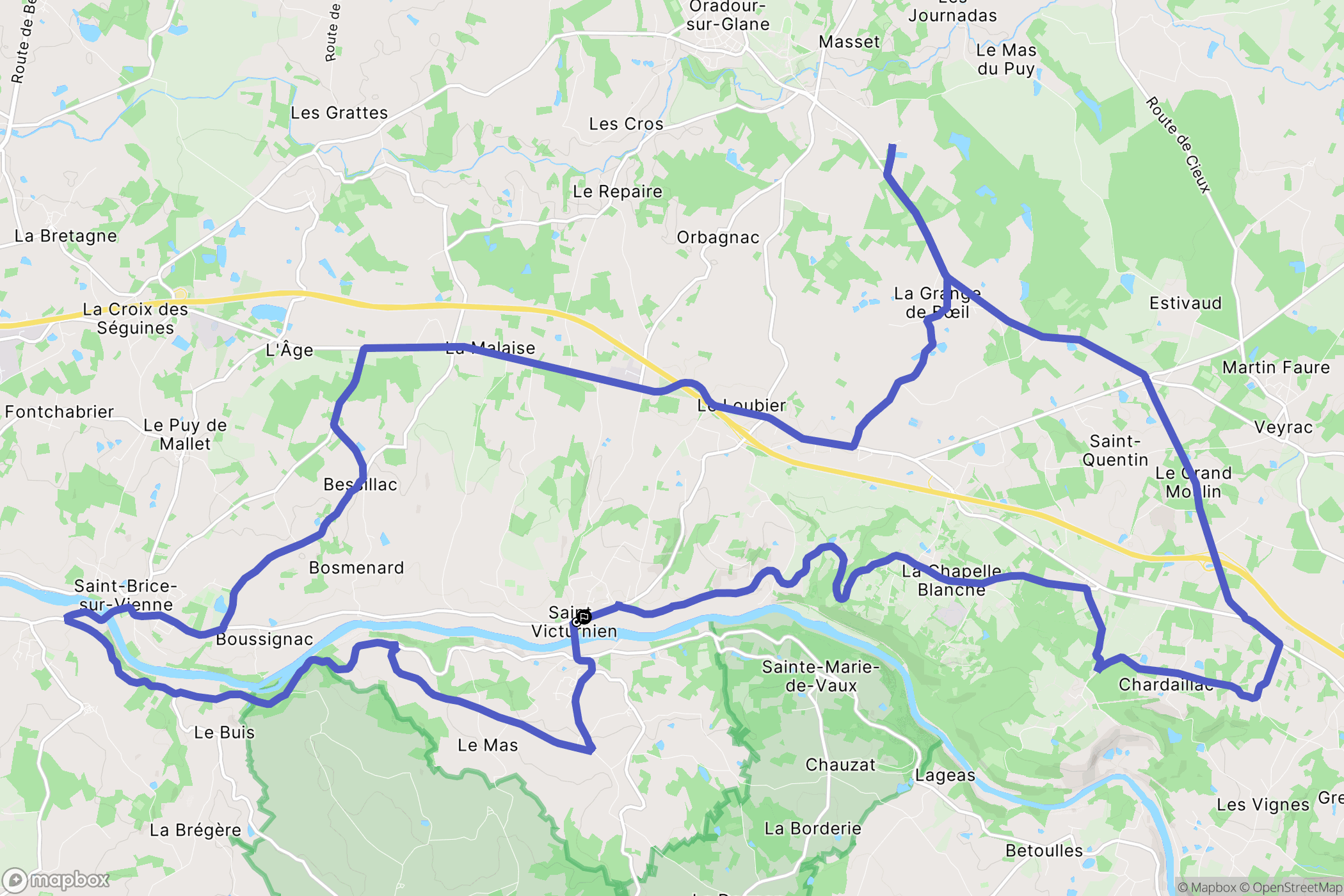Saint-Victurnien : carte du parcours de randonnée - France