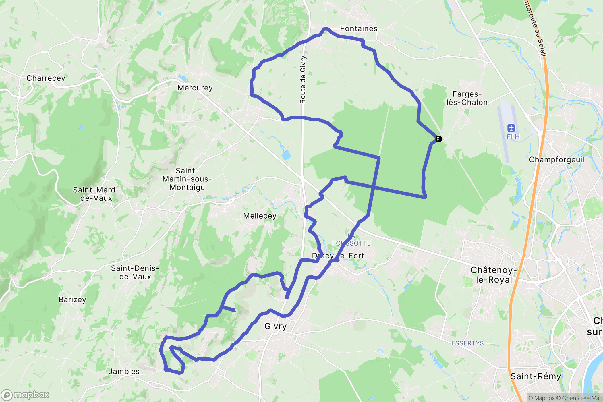 Farges-lès-Chalon : carte du parcours de randonnée - France