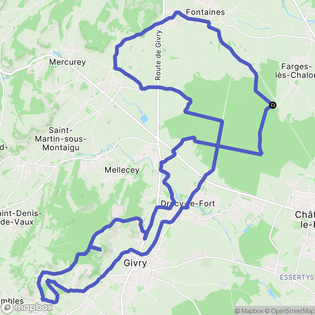 Farges-lès-Chalon : carte du parcours de randonnée - France