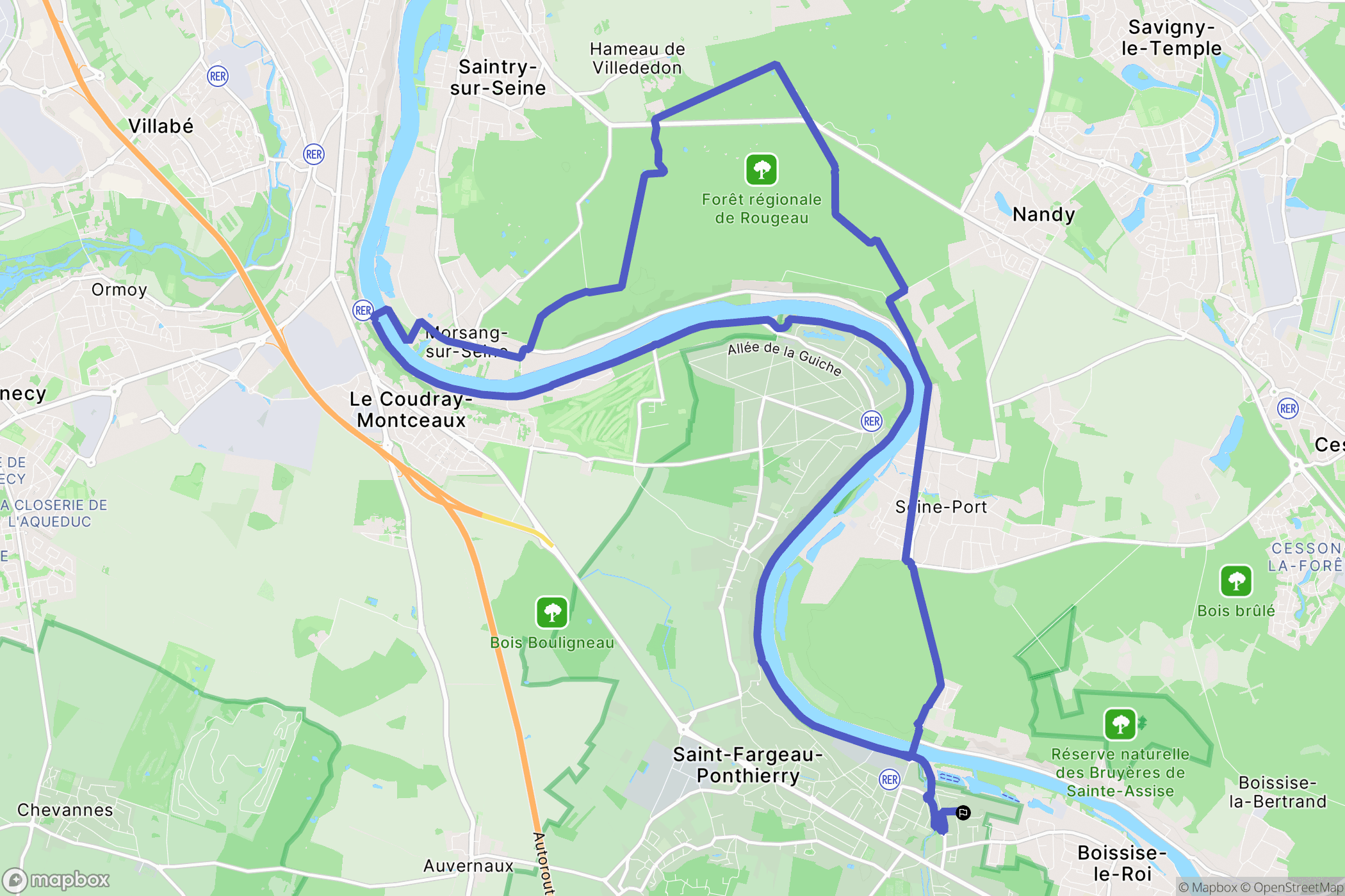 Saint-Fargeau-Ponthierry : carte du parcours de randonnée - France
