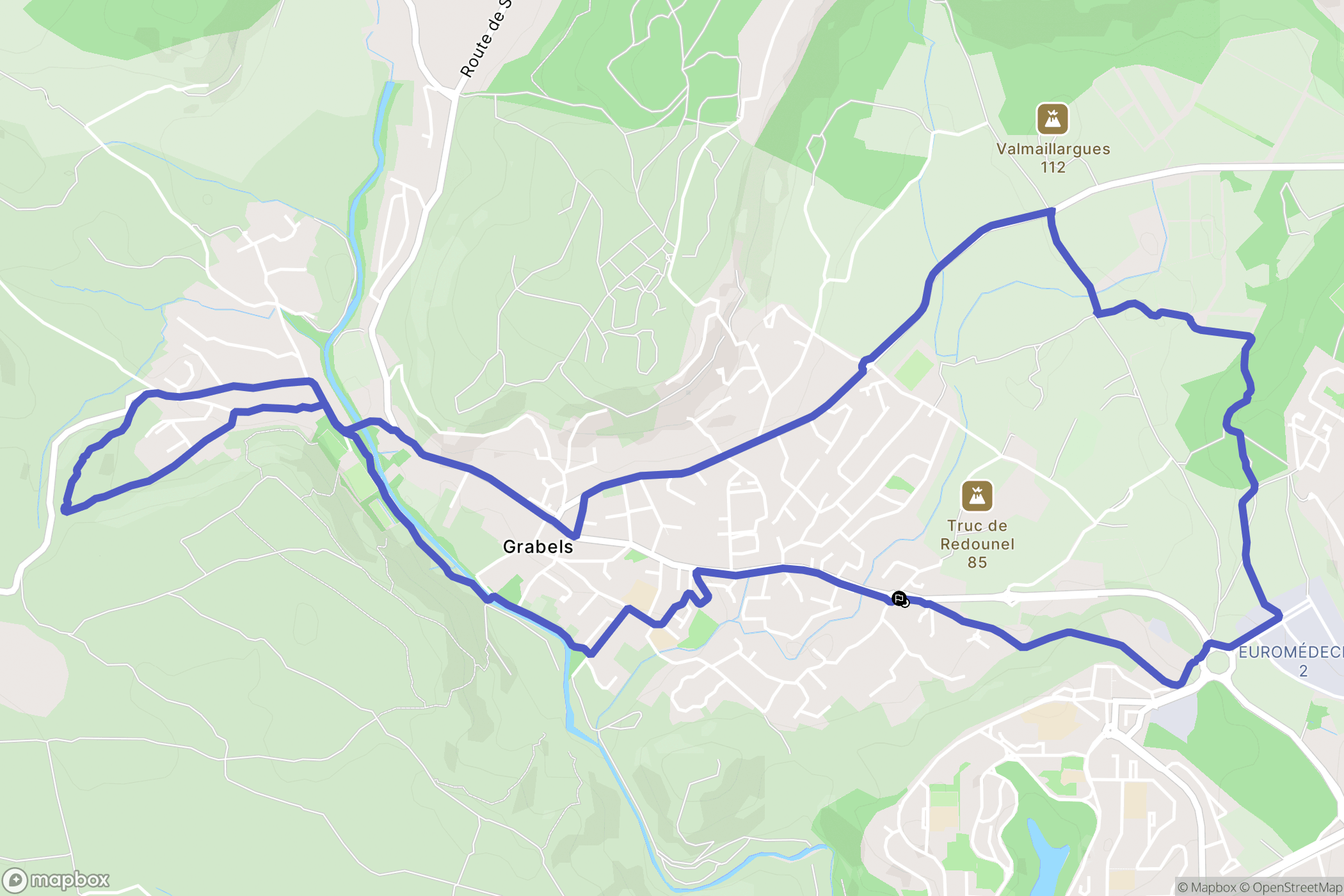 Grabels : carte du parcours de randonnée - France