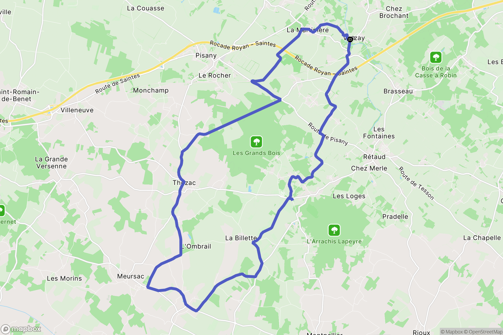 Varzay : carte du parcours de randonnée - France