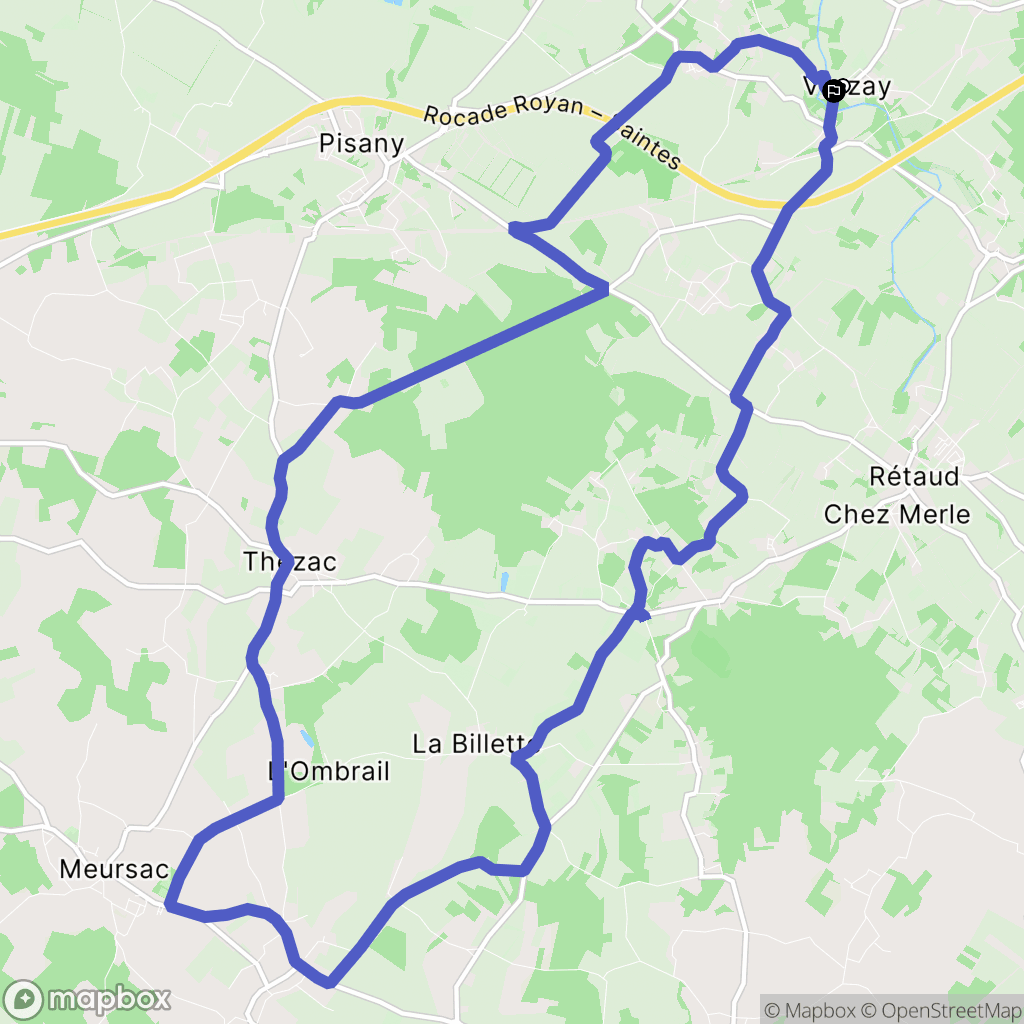 Varzay : carte du parcours de randonnée - France