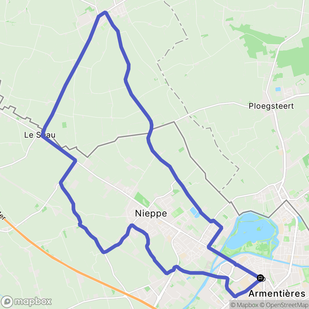 Armentières : carte du parcours de randonnée - France