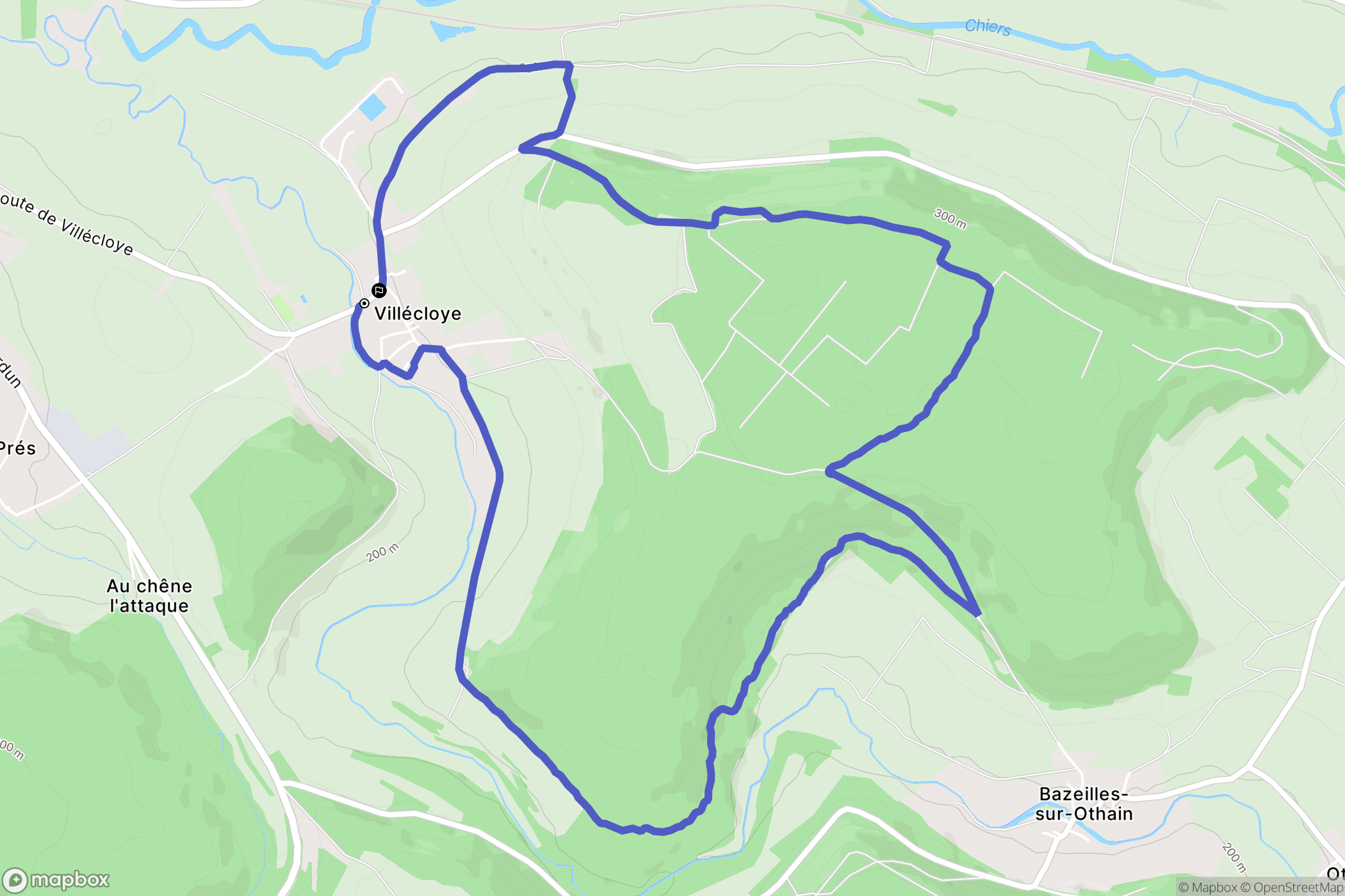 Villécloye : carte du parcours de randonnée - France