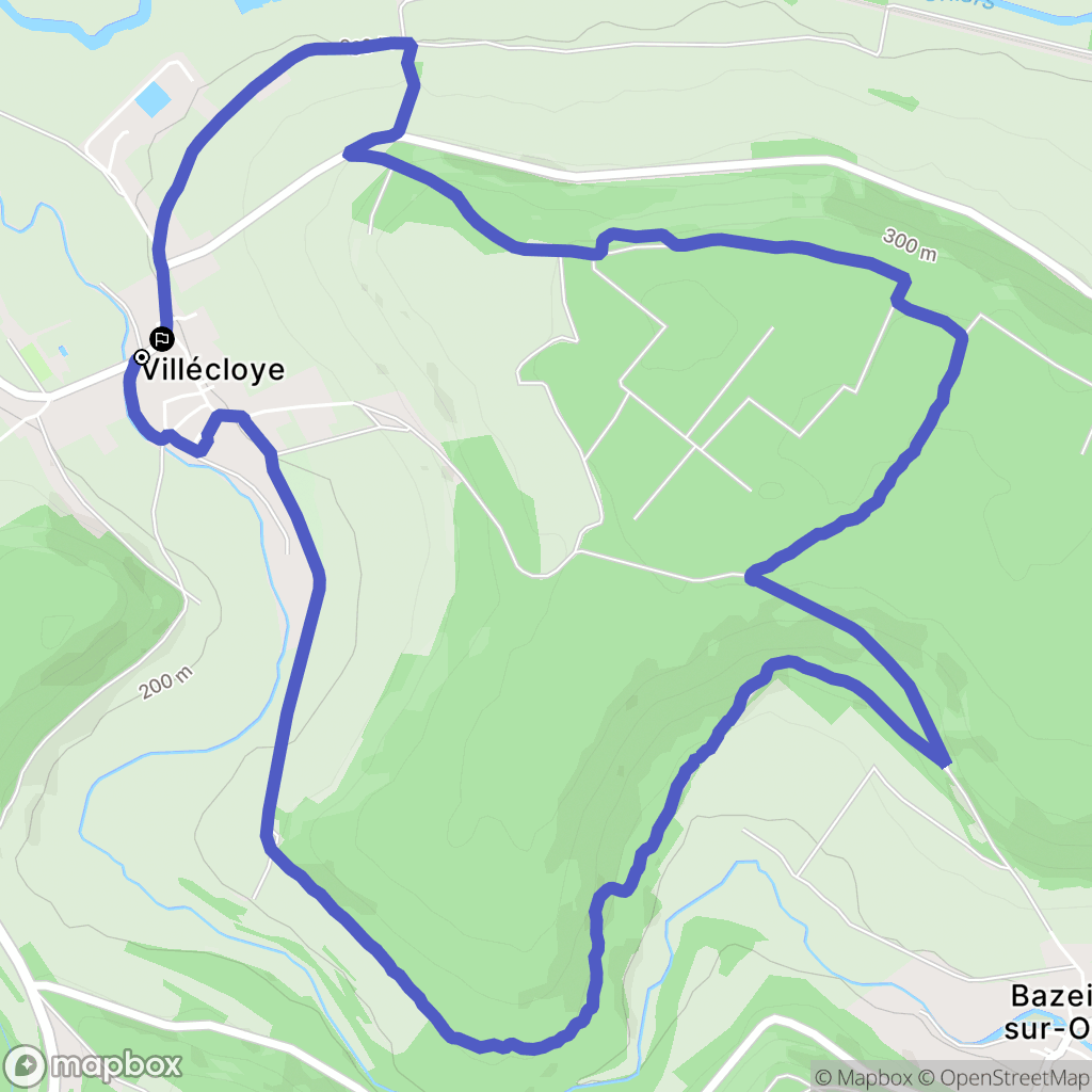 Villécloye : carte du parcours de randonnée - France