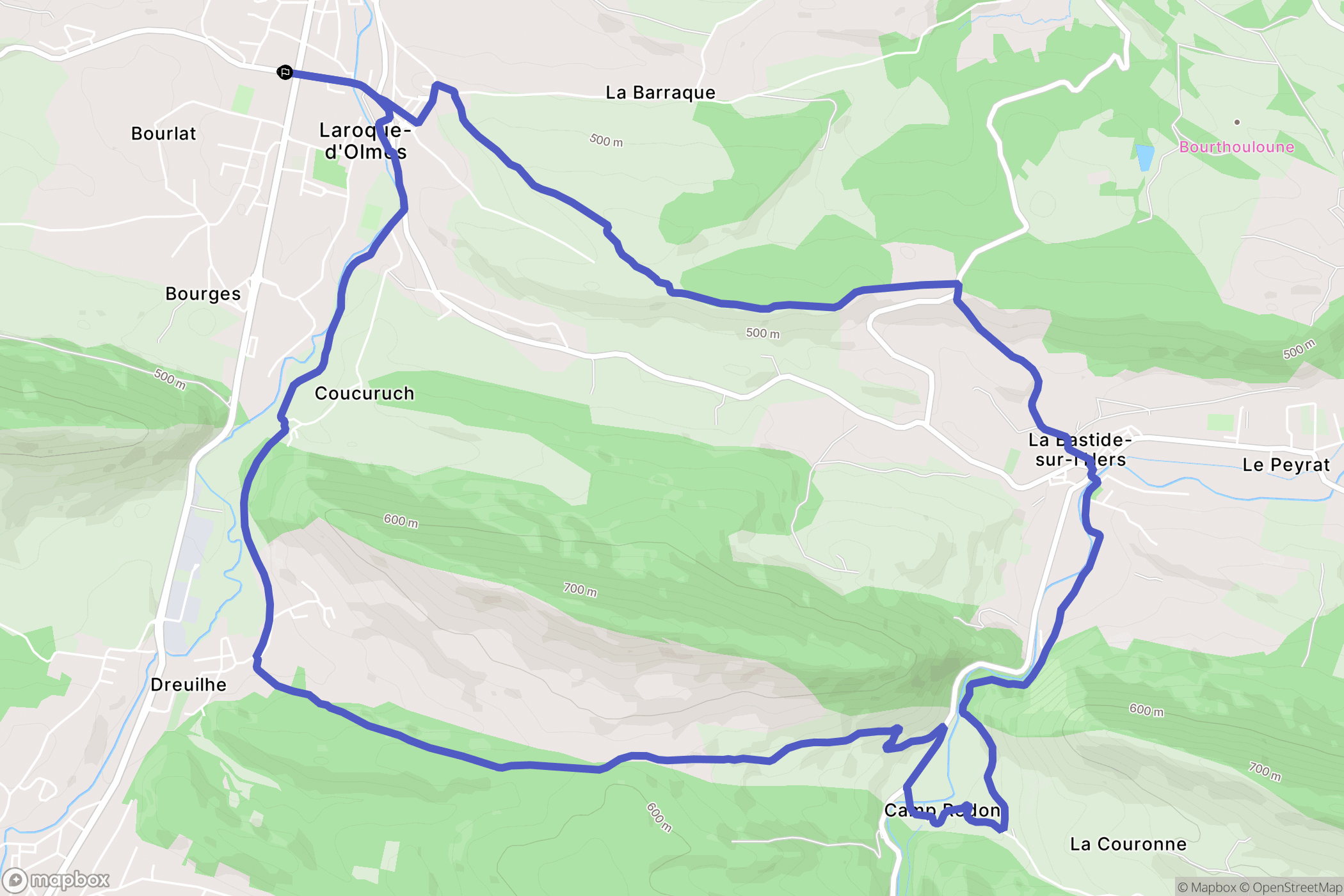 Laroque-d'Olmes : carte du parcours de randonnée - France