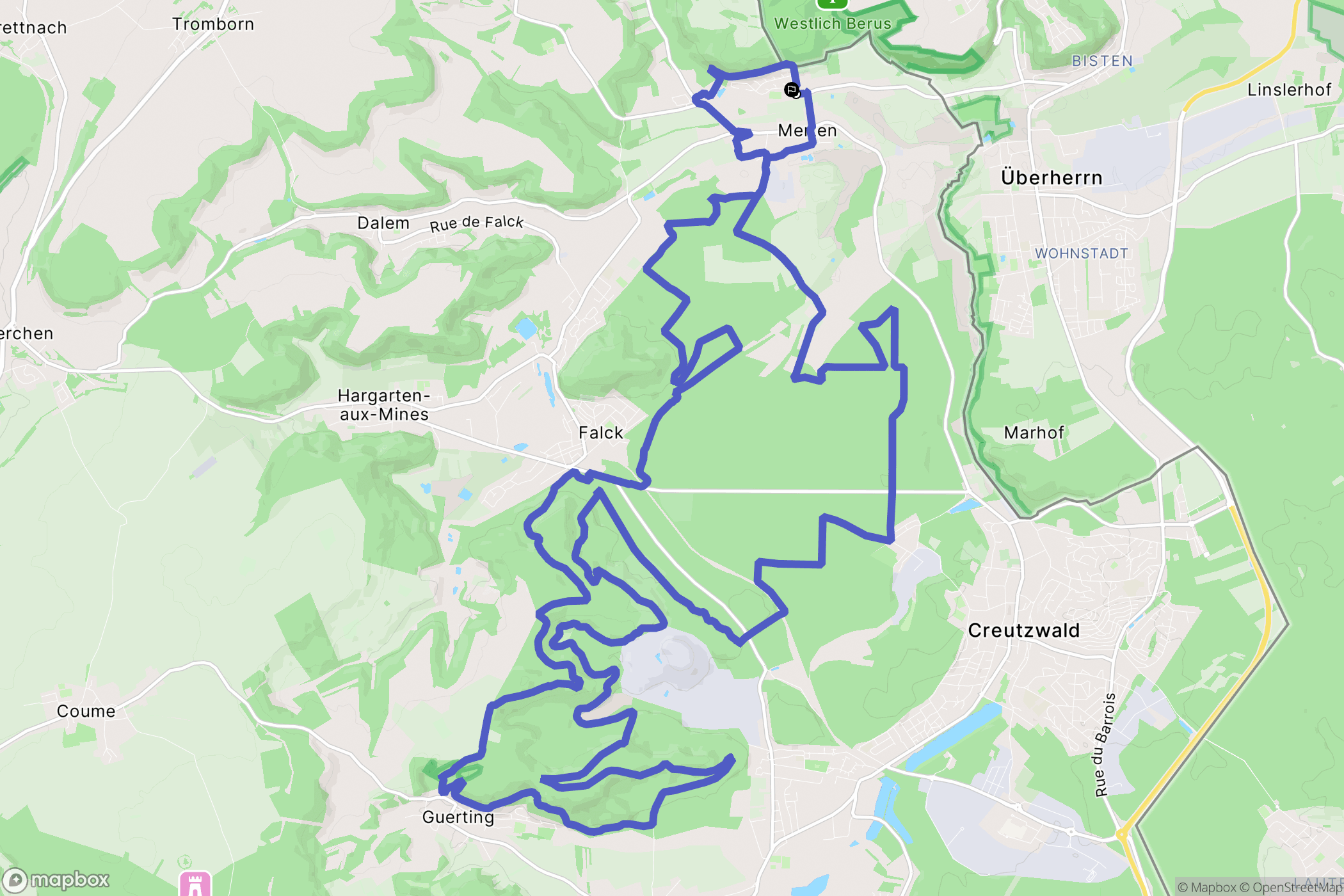 Merten : carte du parcours de randonnée - France