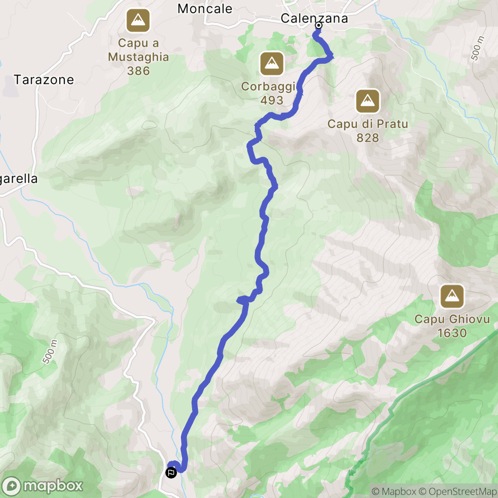 Calenzana : carte du parcours de randonnée - France