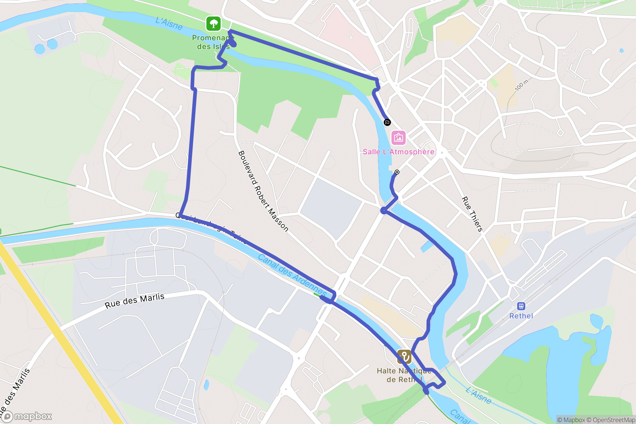 Rethel : carte du parcours de randonnée - France