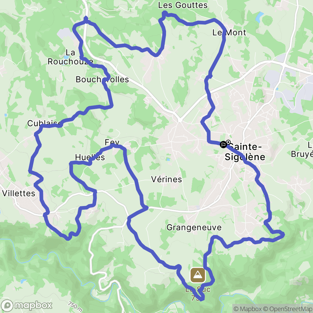 Sainte-Sigolène : carte du parcours de randonnée - France