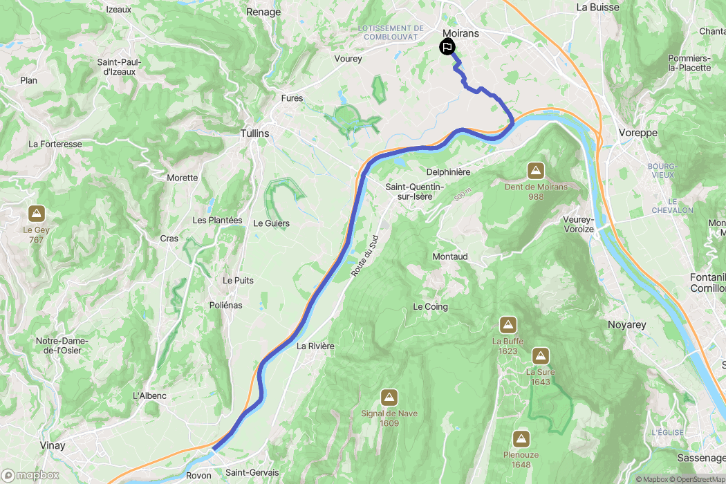 Moirans : carte du parcours de randonnée - France