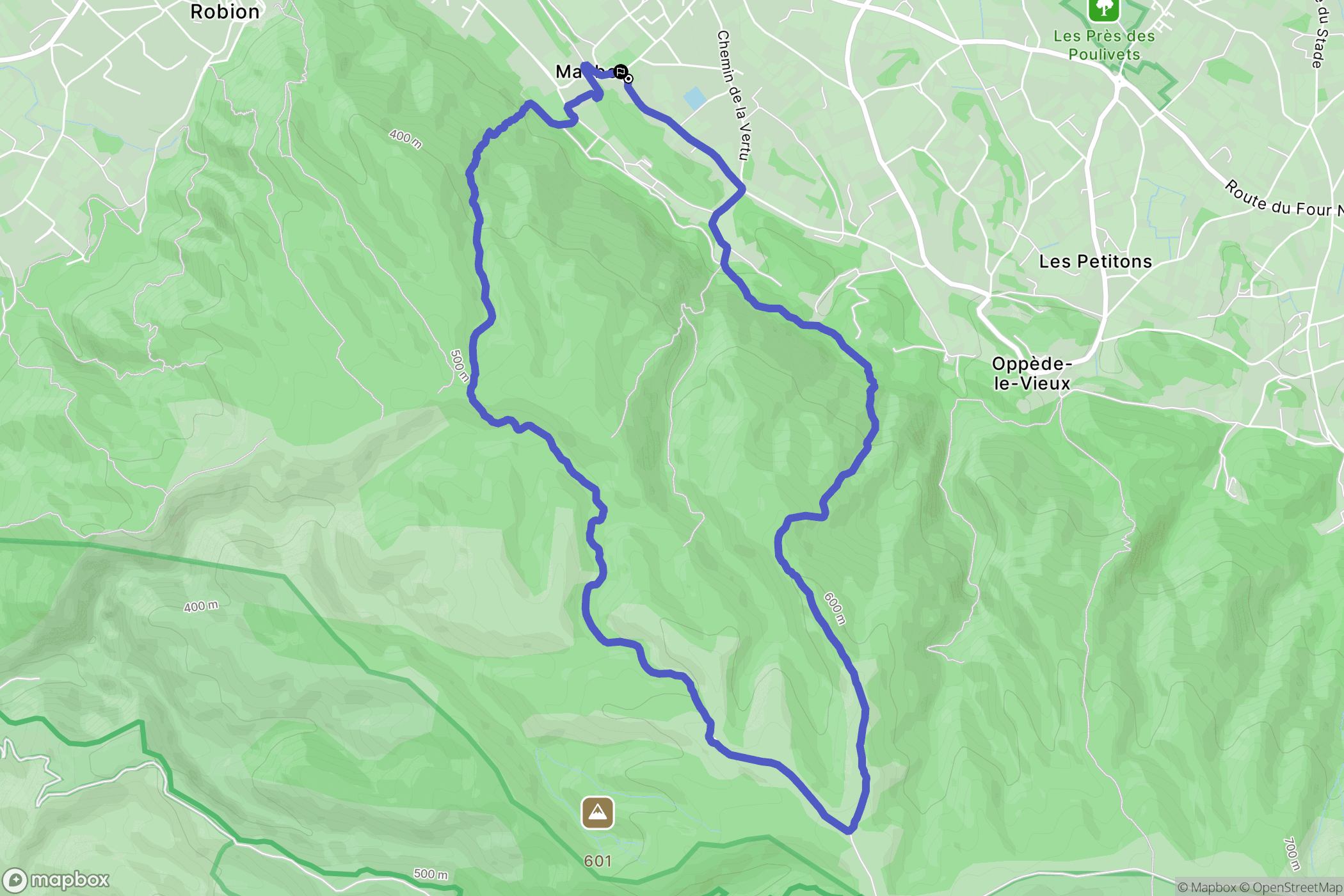 Maubec : carte du parcours de randonnée - France