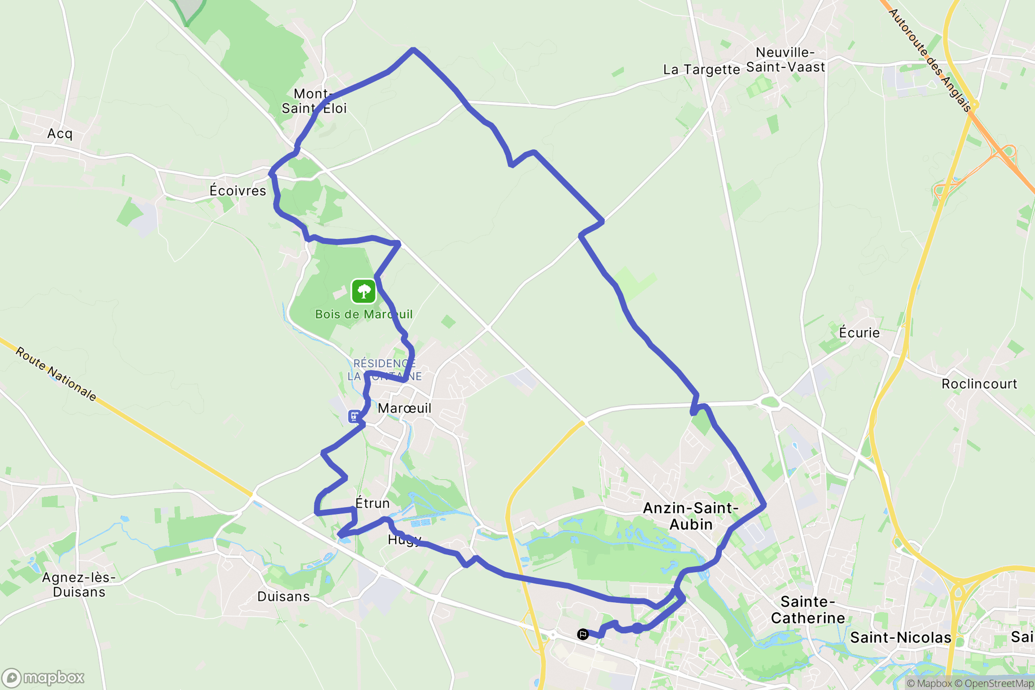 Arras : carte du parcours de randonnée - France
