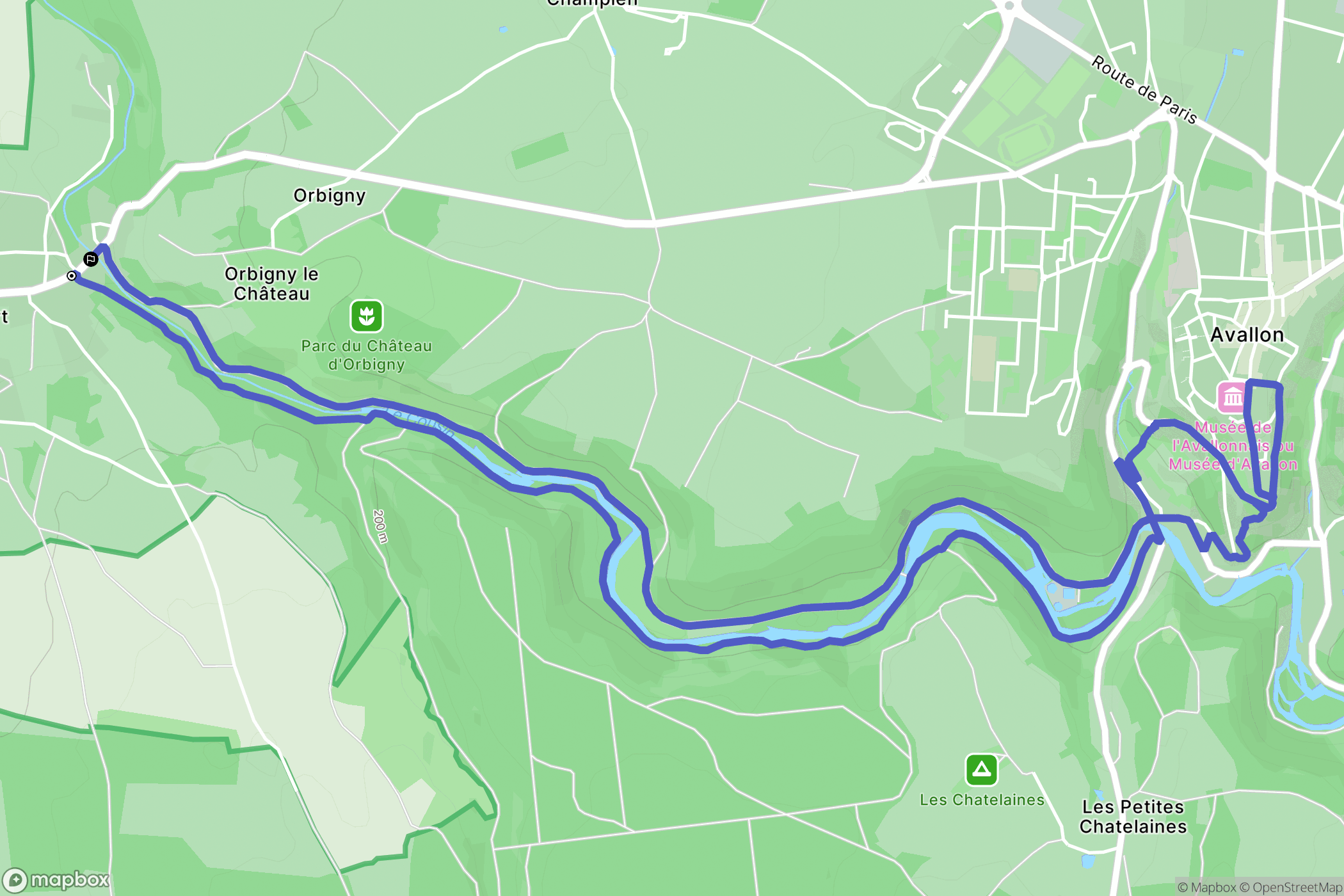 Pontaubert : carte du parcours de randonnée - France