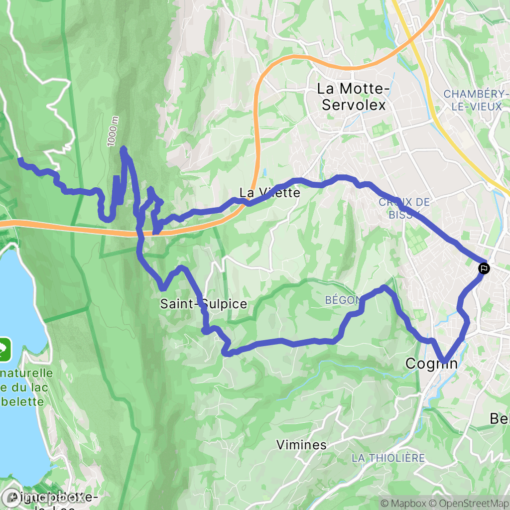 Cognin : carte du parcours de randonnée - France