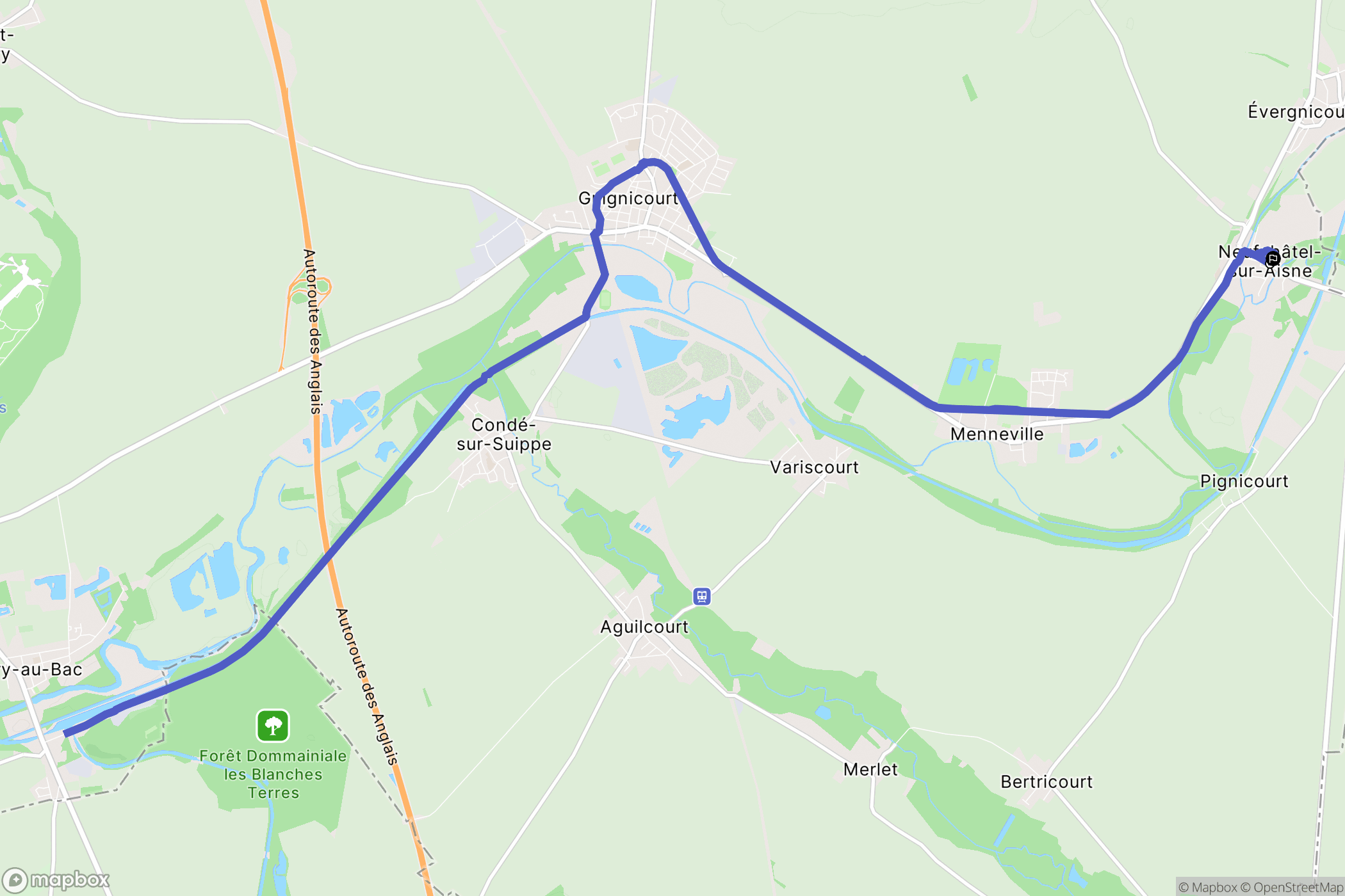 Neufchâtel-sur-Aisne : carte du parcours de randonnée - France