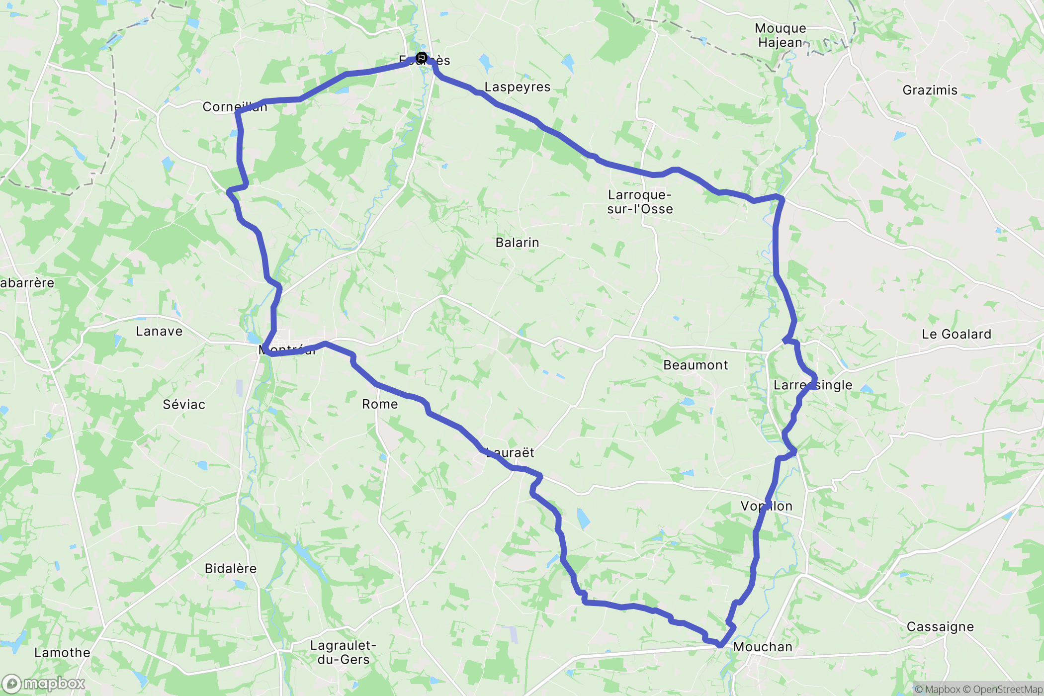 Fourcès : carte du parcours de randonnée - France