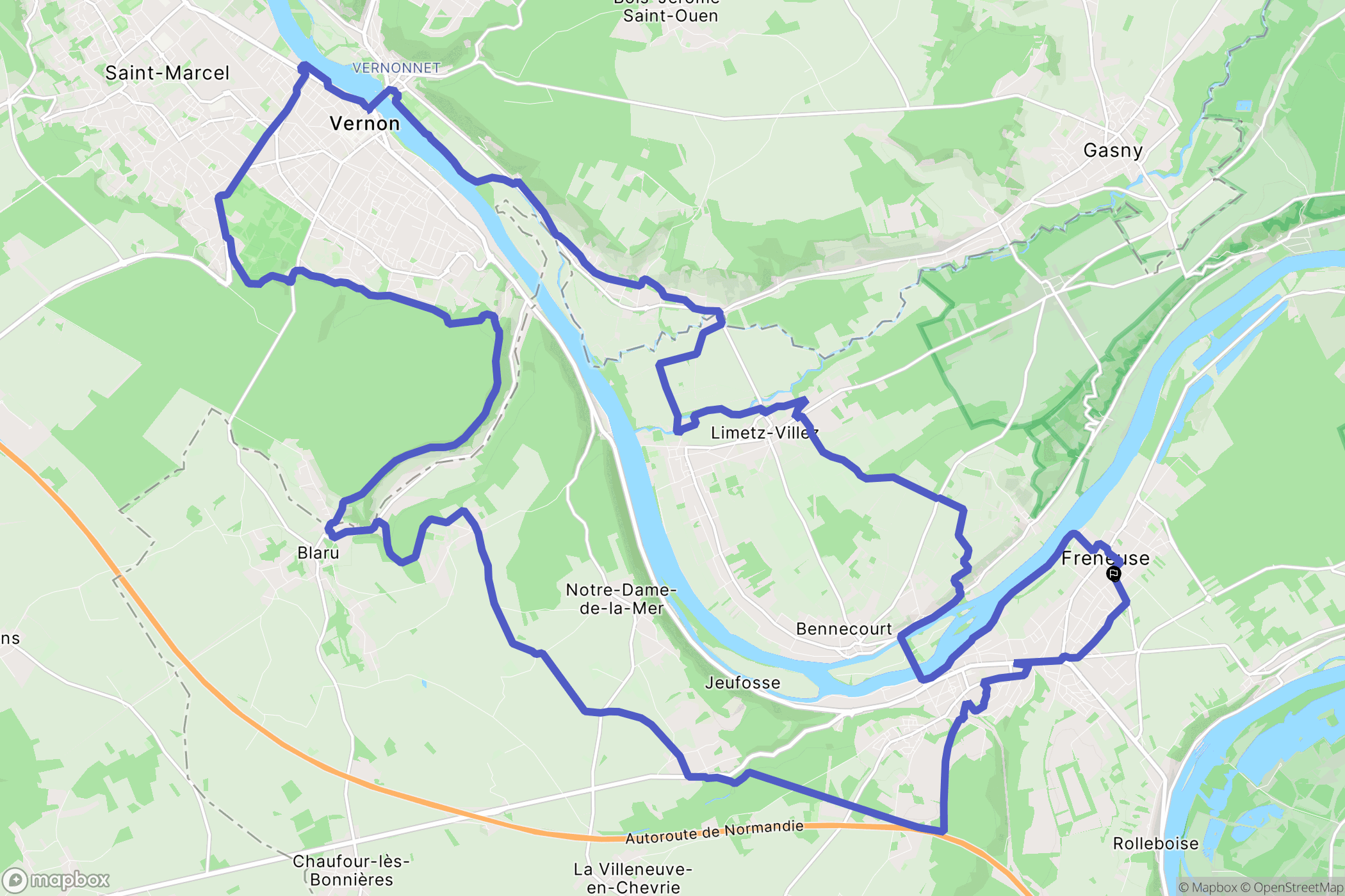 Freneuse : carte du parcours de randonnée - France