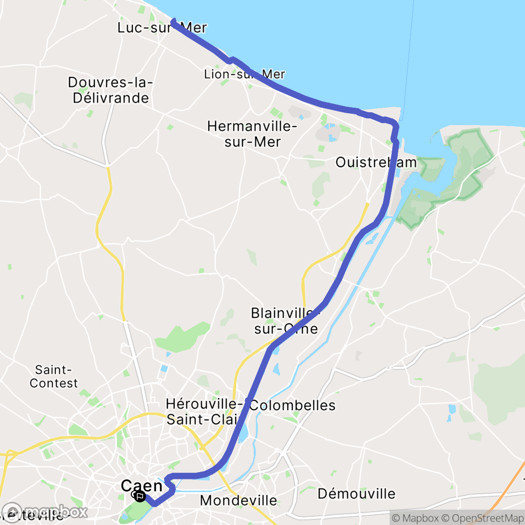 Caen : carte du parcours de randonnée - France