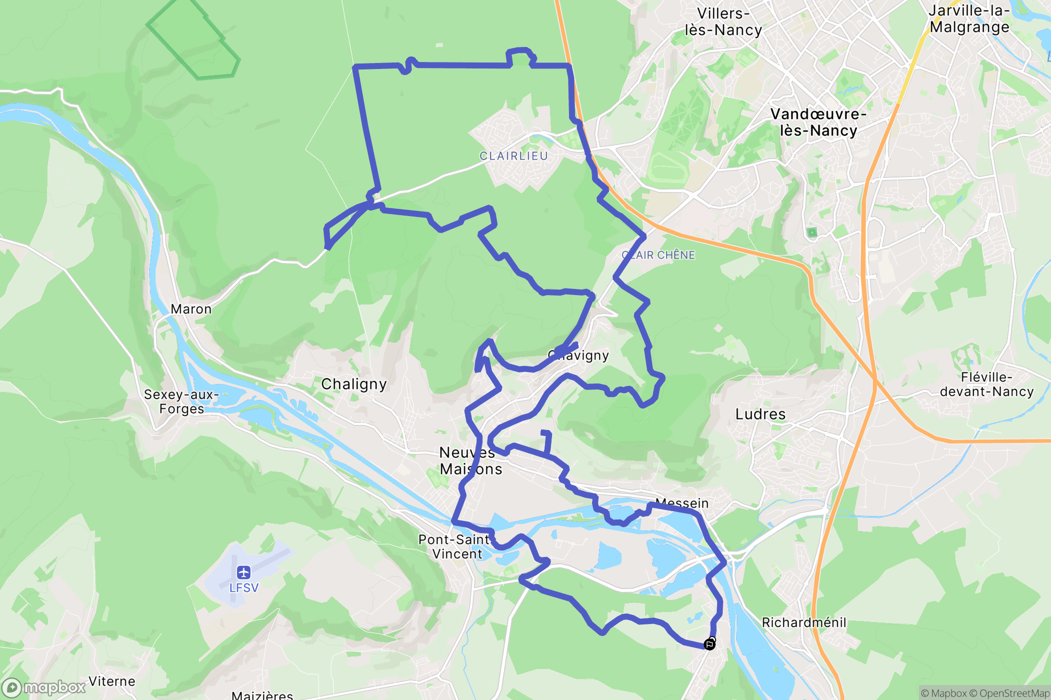 Méréville : carte du parcours de randonnée - France