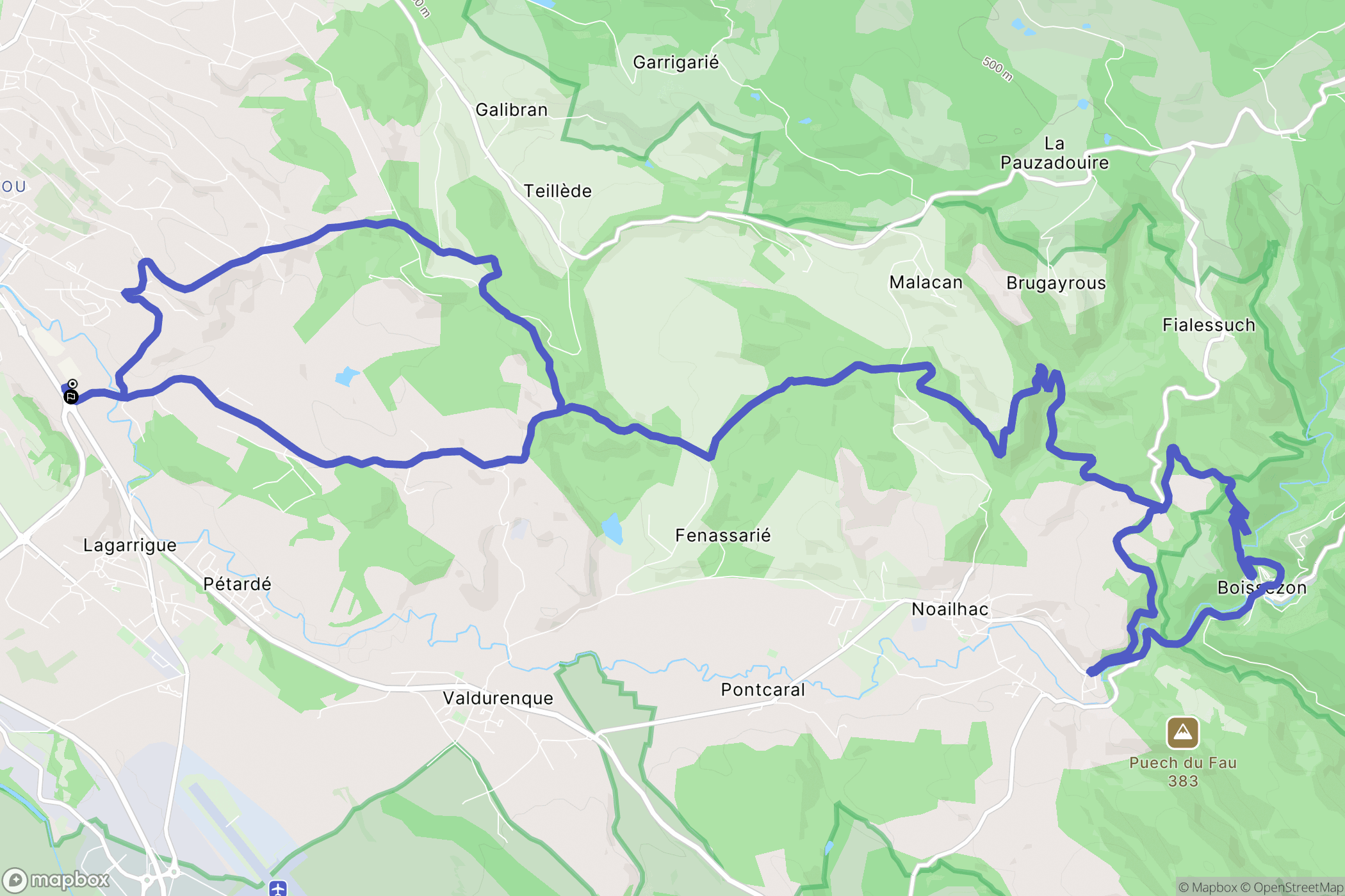 Castres : carte du parcours de randonnée - France