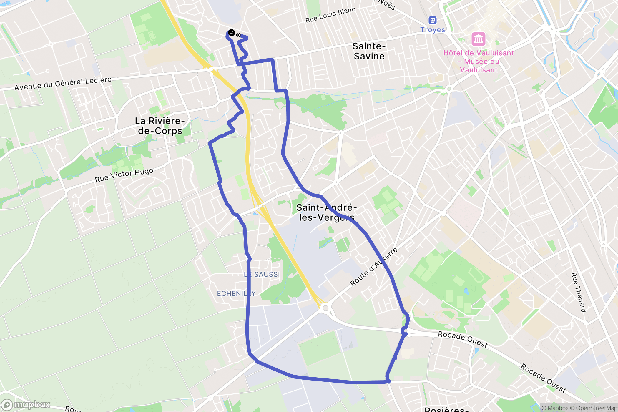 Sainte-Savine : carte du parcours de randonnée - France