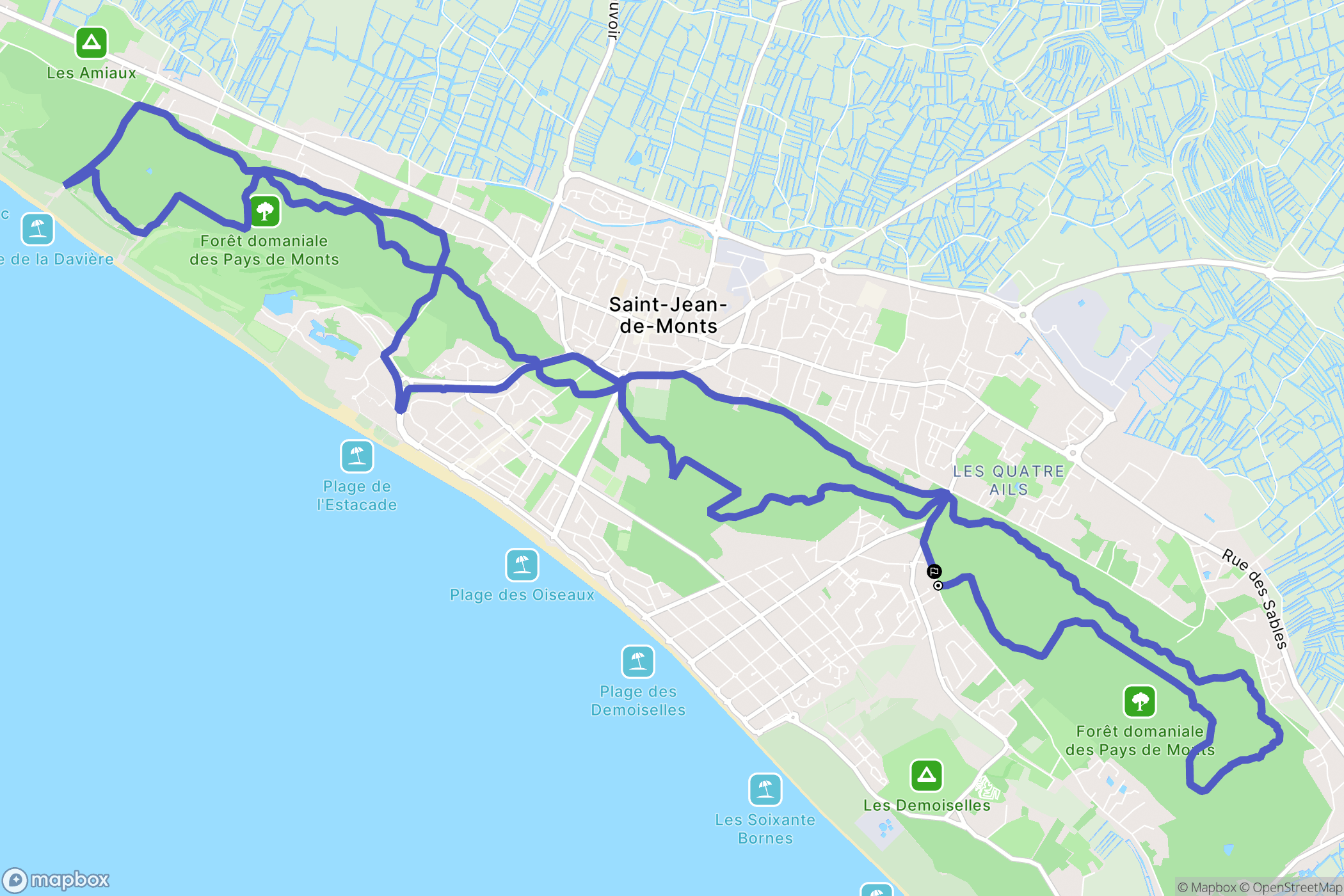 Saint-Jean-de-Monts : carte du parcours de randonnée - France
