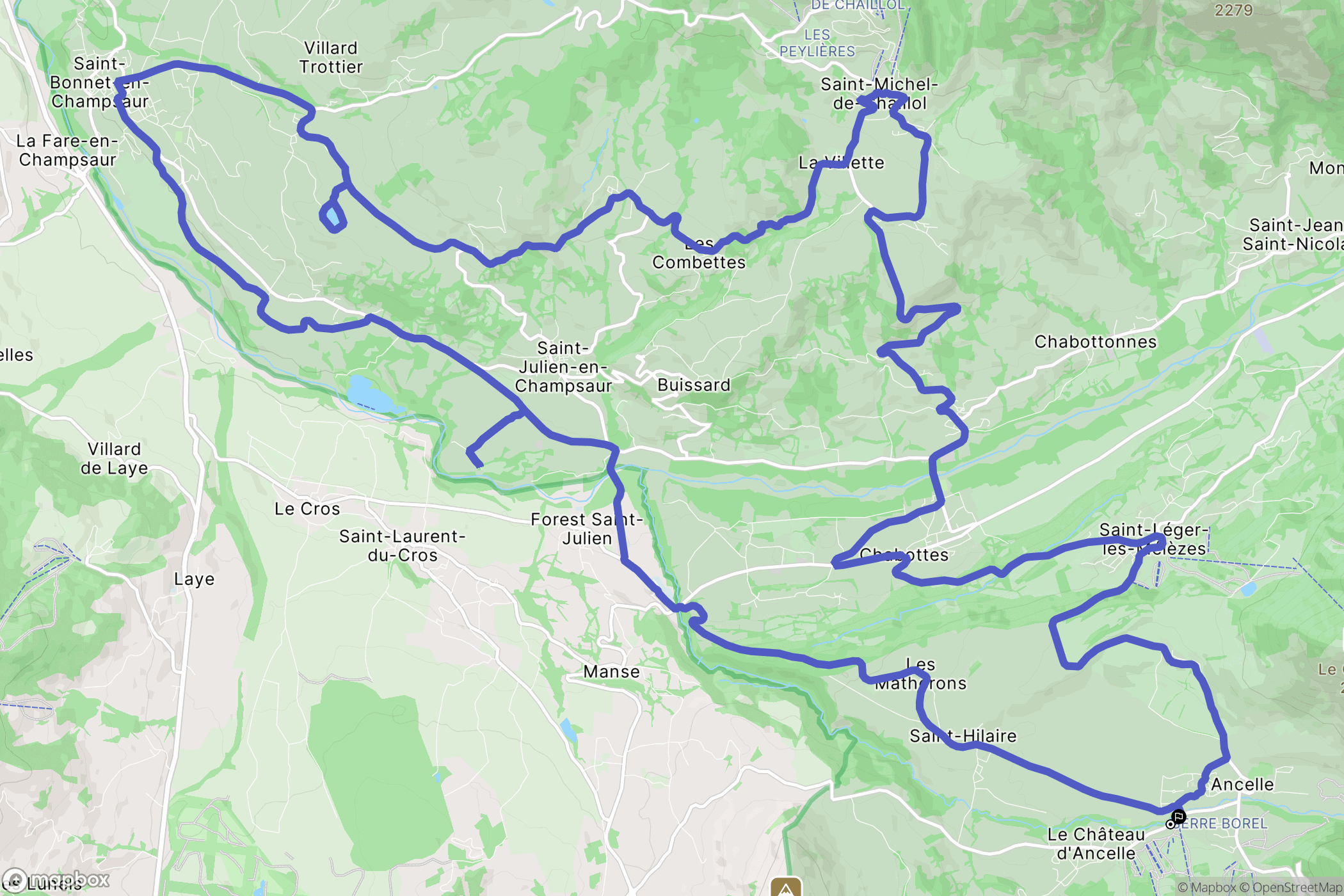 Ancelle : carte du parcours de randonnée - France