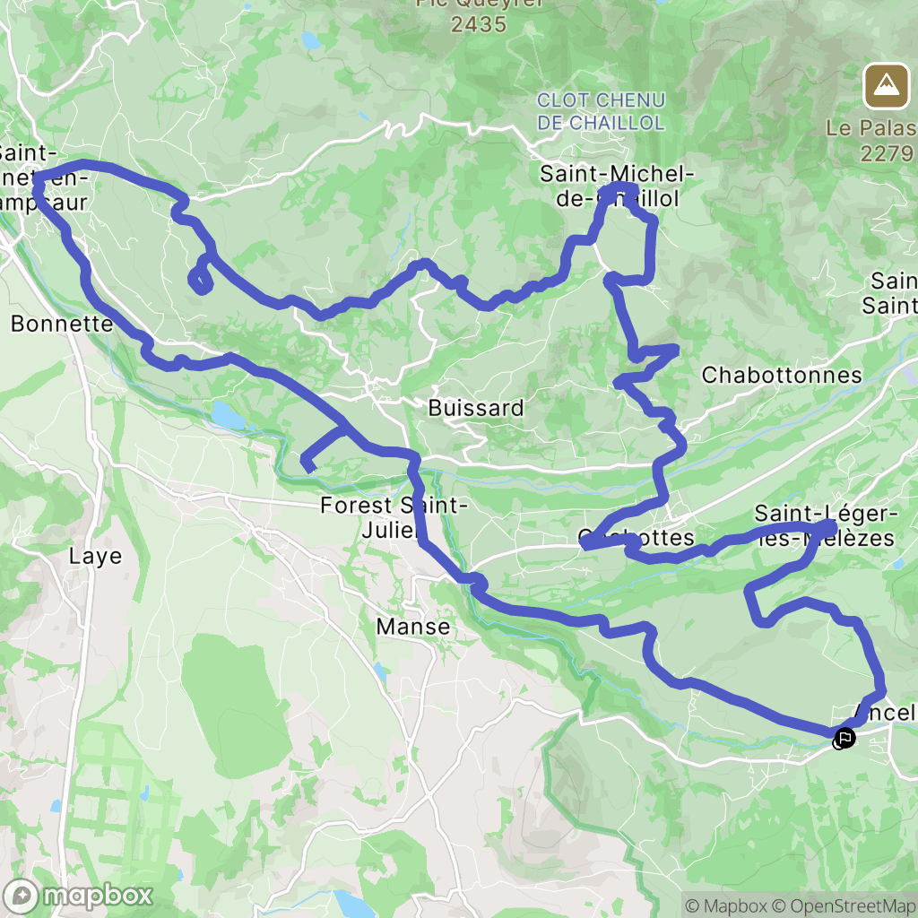 Ancelle : carte du parcours de randonnée - France