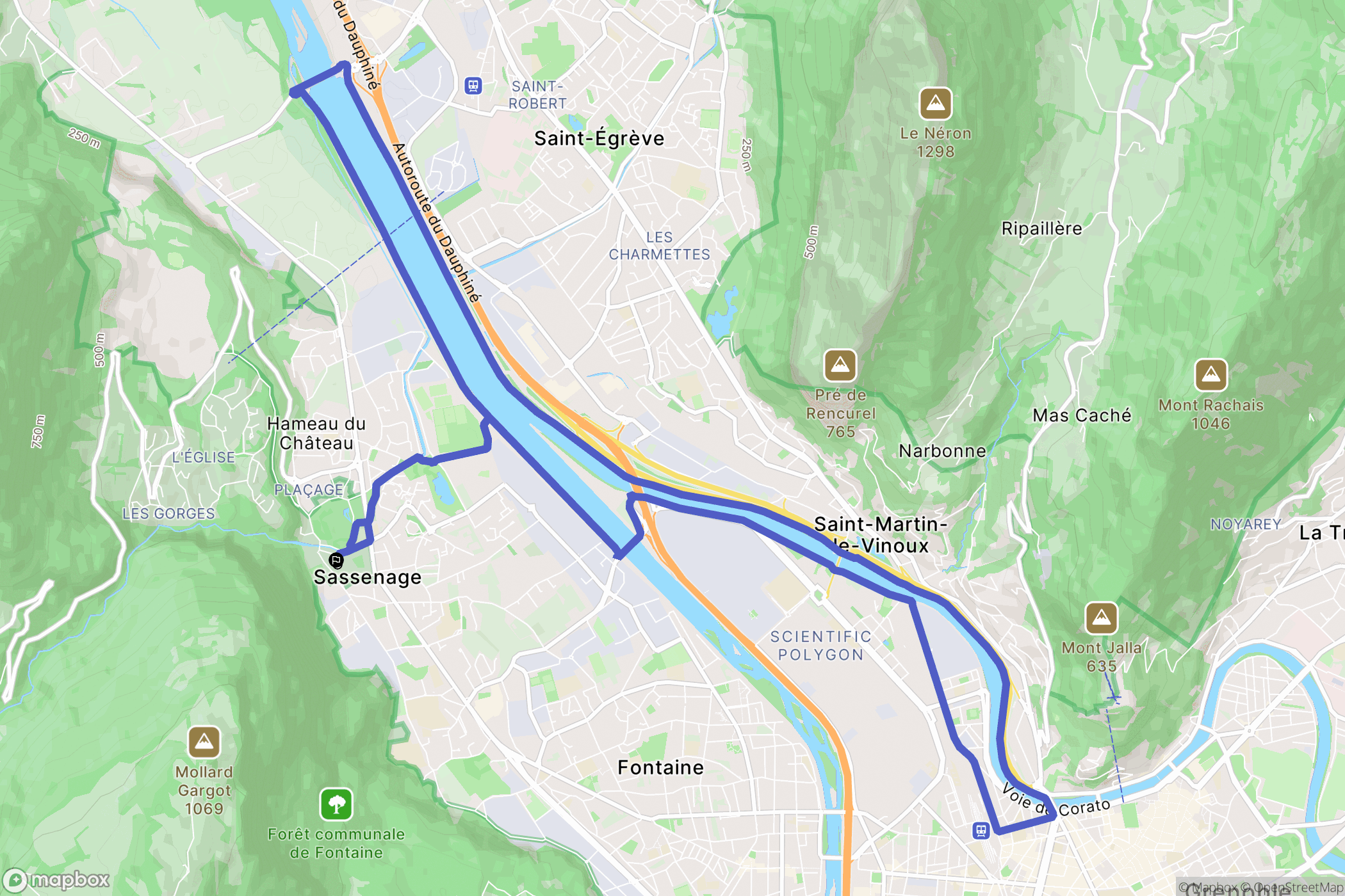 Sassenage : carte du parcours de randonnée - France