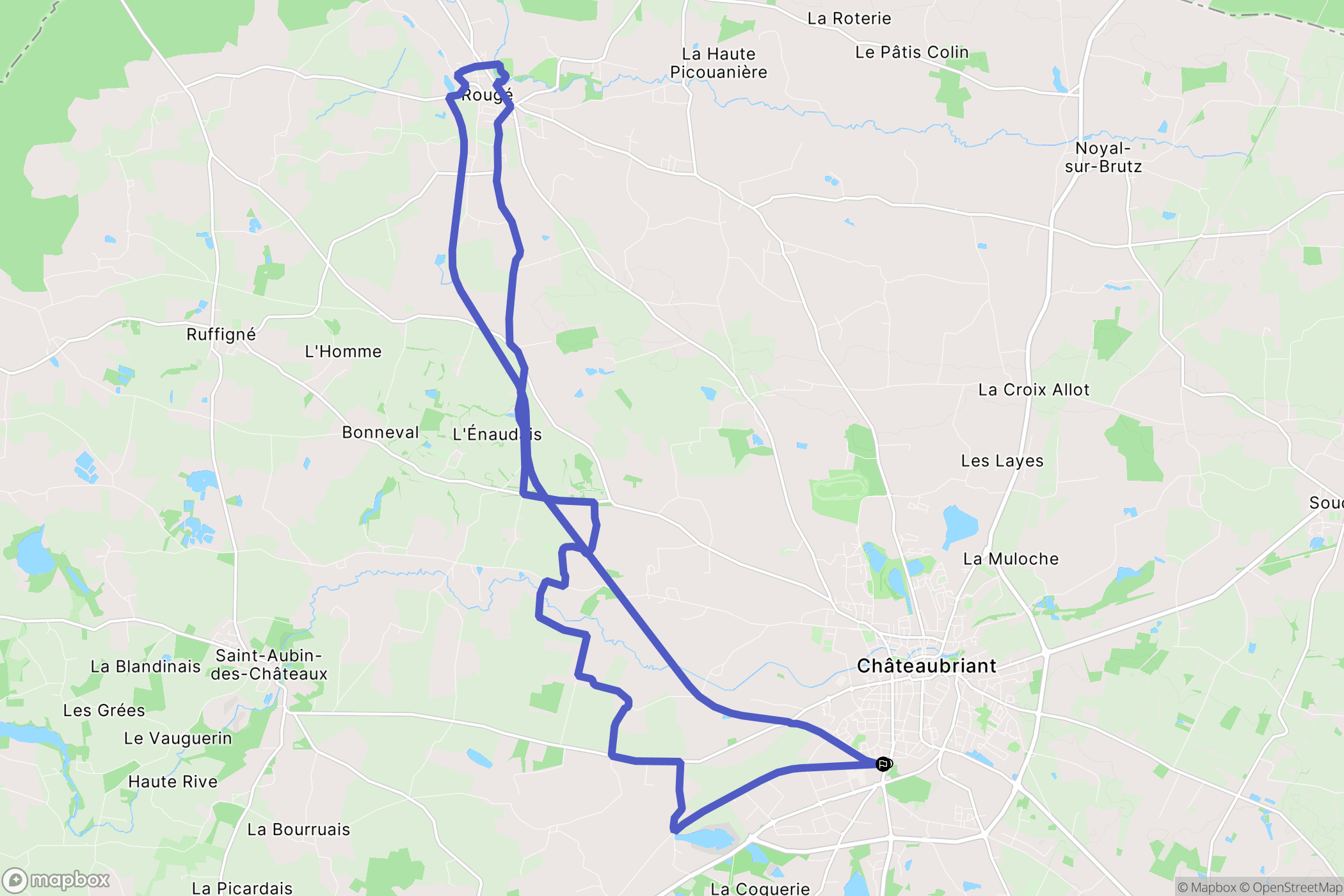Châteaubriant : carte du parcours de randonnée - France