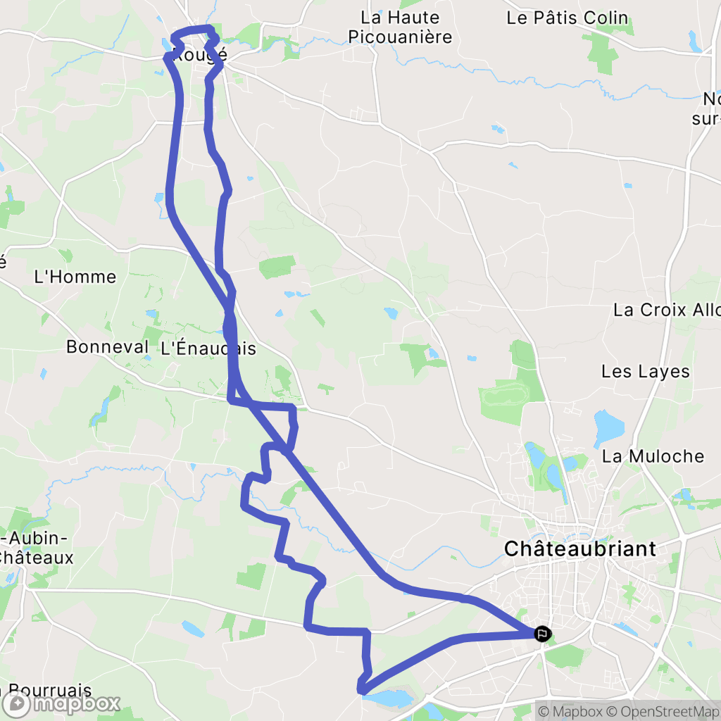 Châteaubriant : carte du parcours de randonnée - France