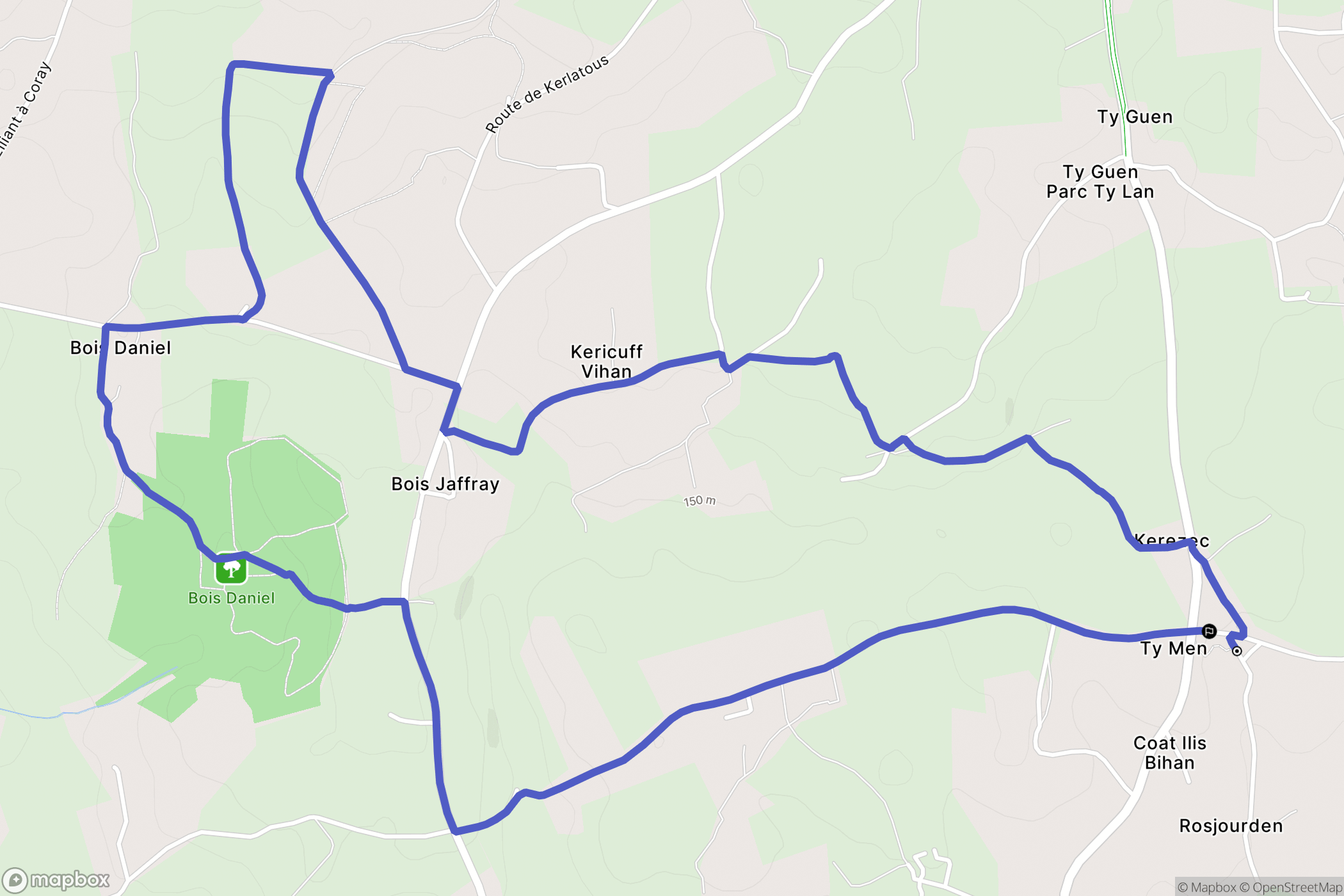 Tourch : carte du parcours de randonnée - France