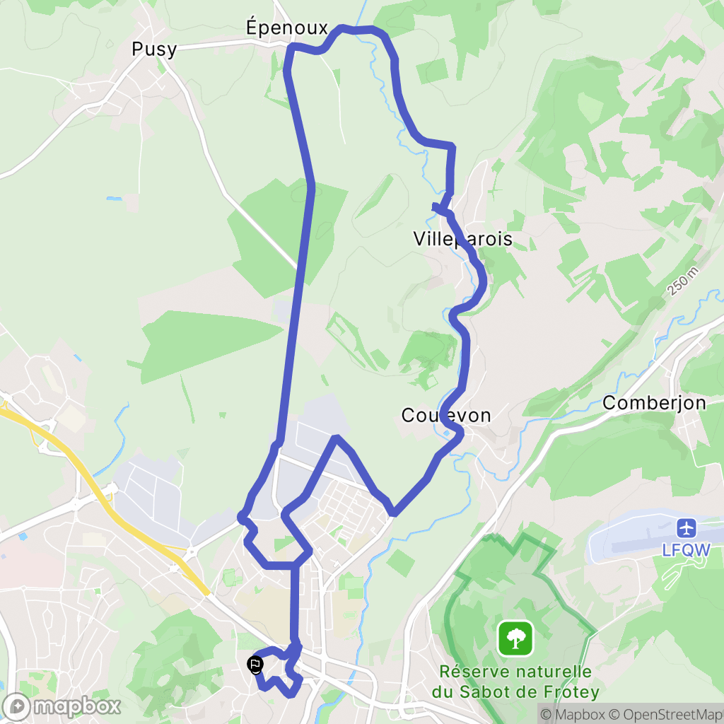 Vesoul : carte du parcours de randonnée - France