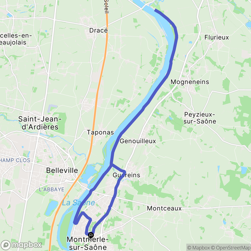 Montmerle-sur-Saône : carte du parcours de randonnée - France
