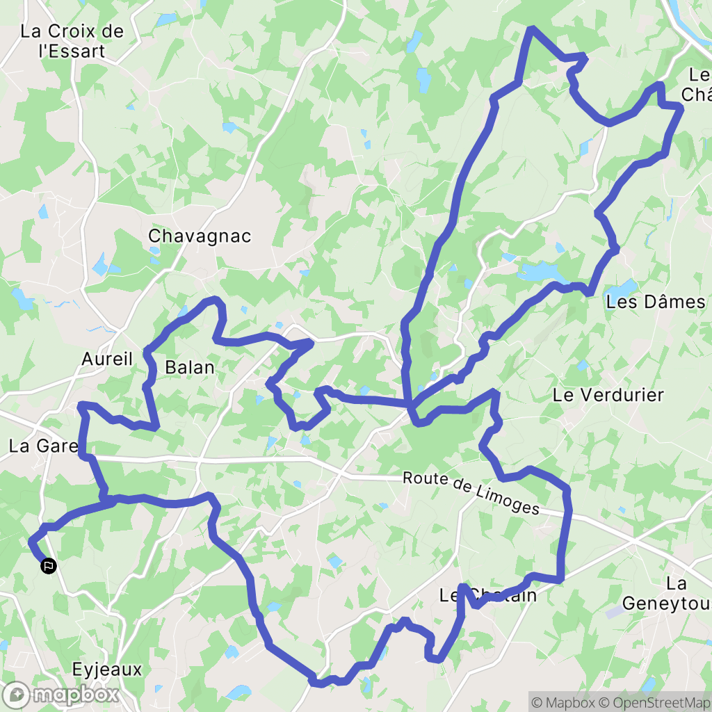 Eyjeaux : carte du parcours de randonnée - France