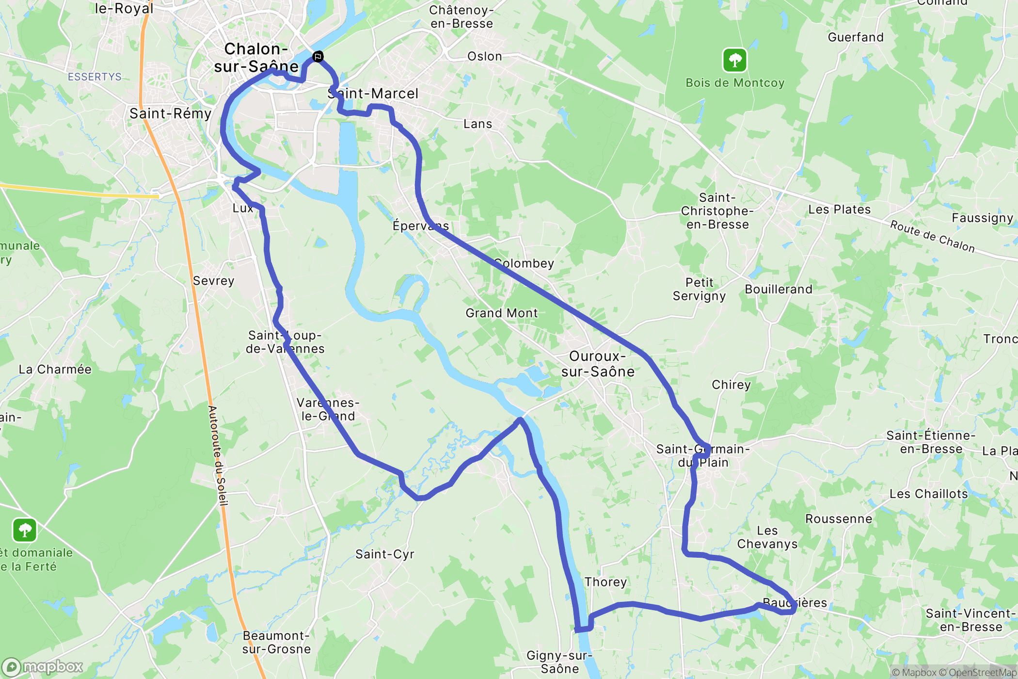 Saint-Marcel : carte du parcours de randonnée - France