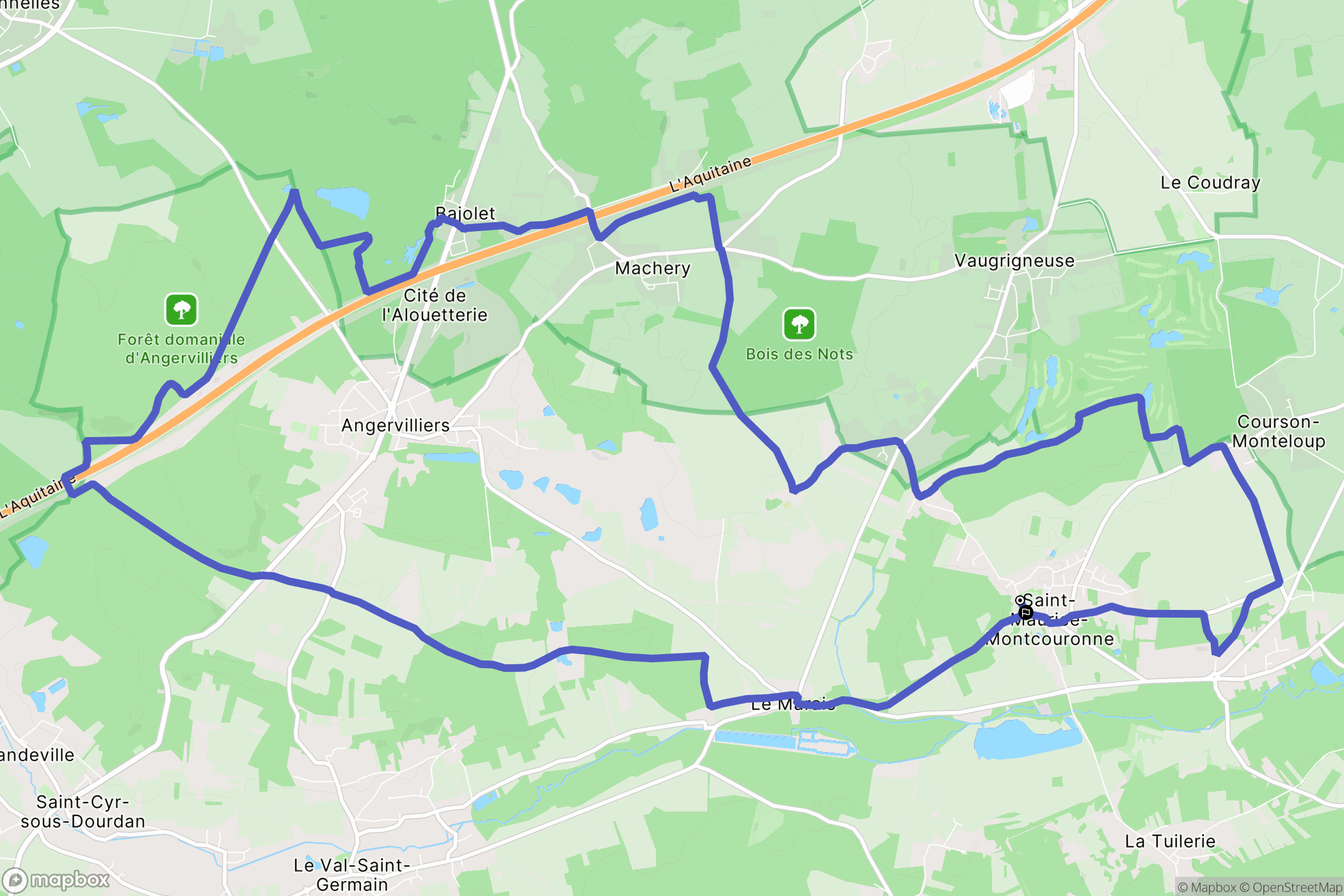 Saint-Maurice-Montcouronne : carte du parcours de randonnée - France