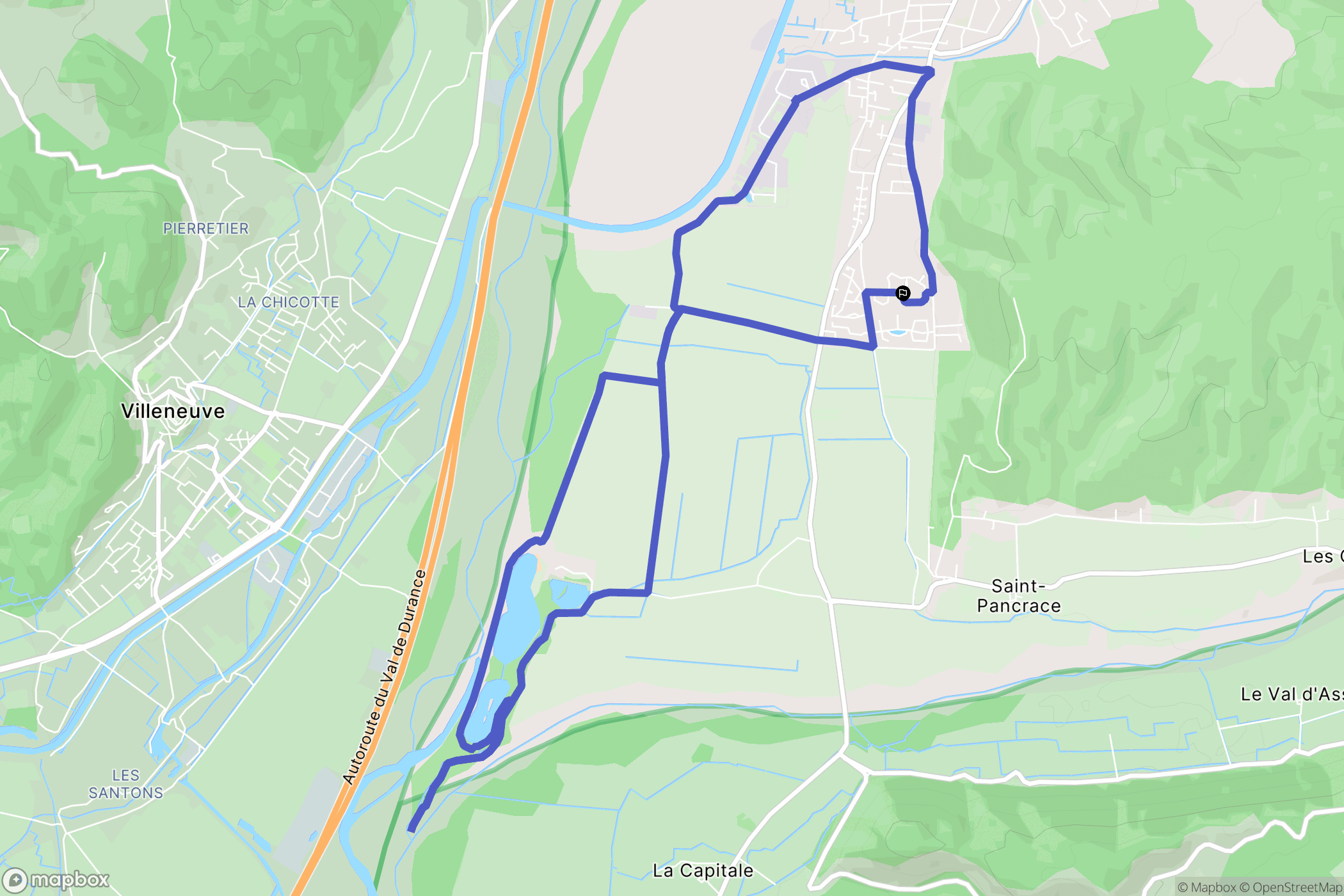 Oraison : carte du parcours de randonnée - France