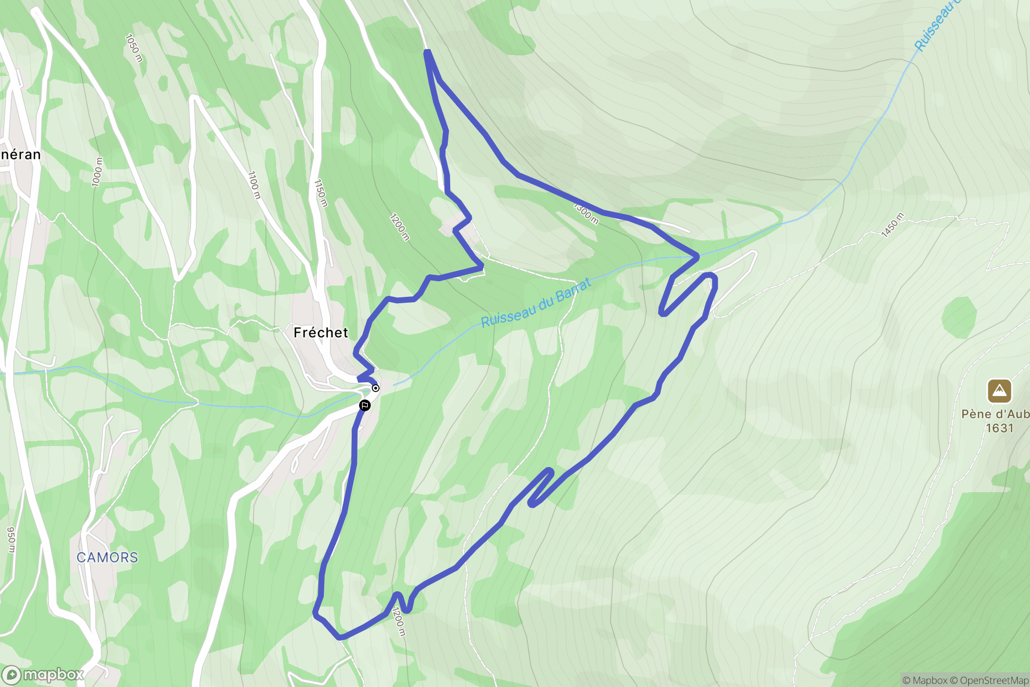 Cazaux-Fréchet-Anéran-Camors : carte du parcours de randonnée - France