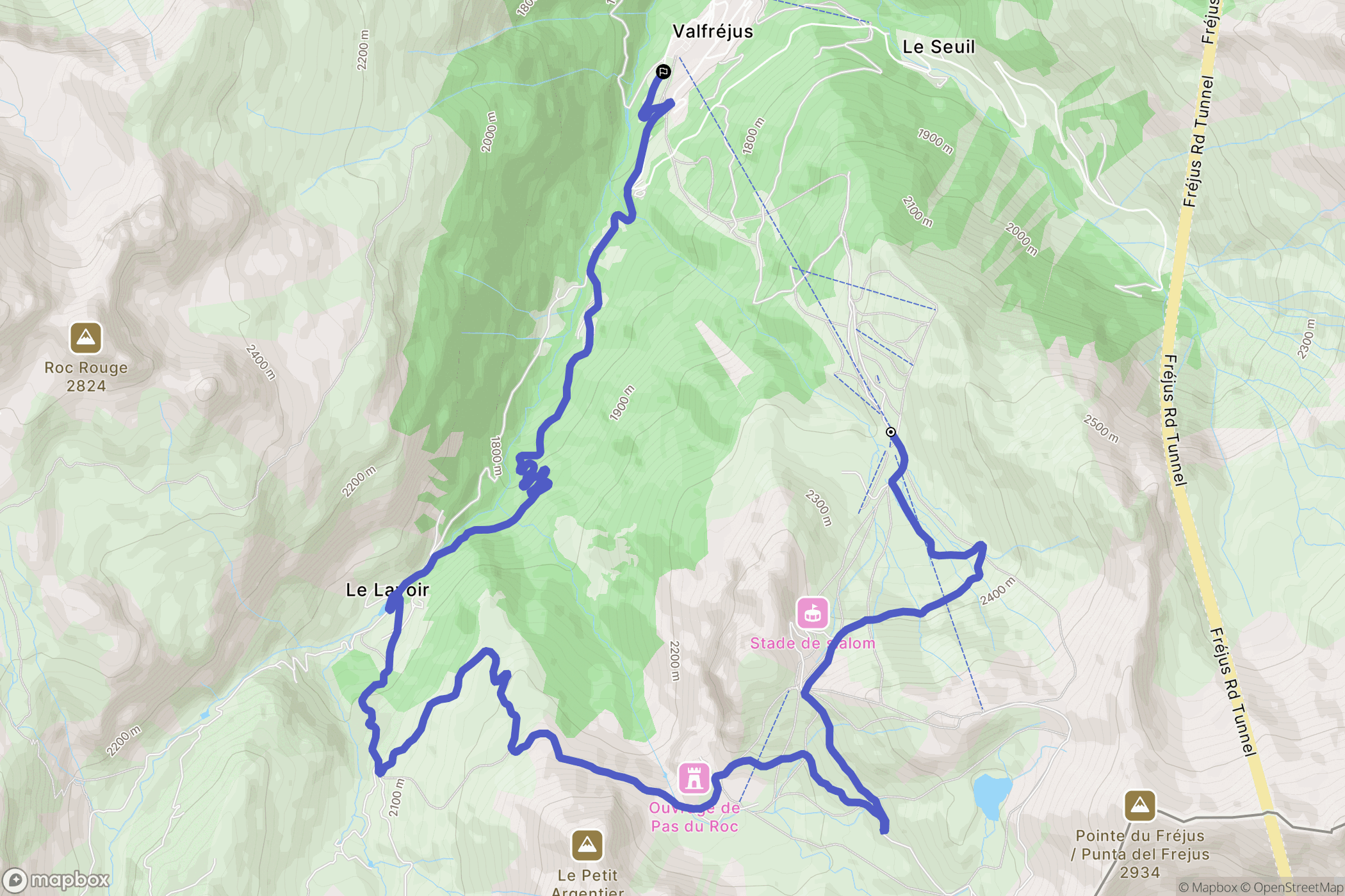 Modane : carte du parcours de randonnée - France