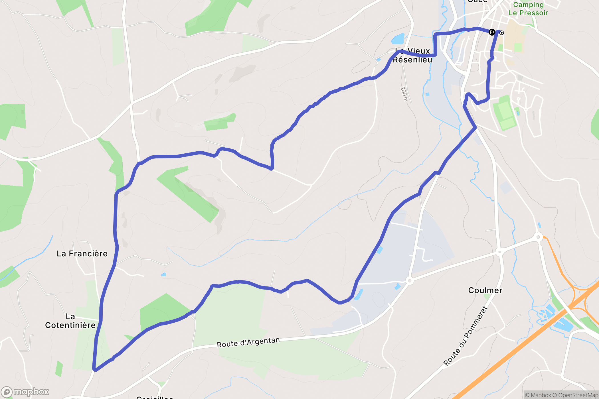 Gacé : carte du parcours de randonnée - France