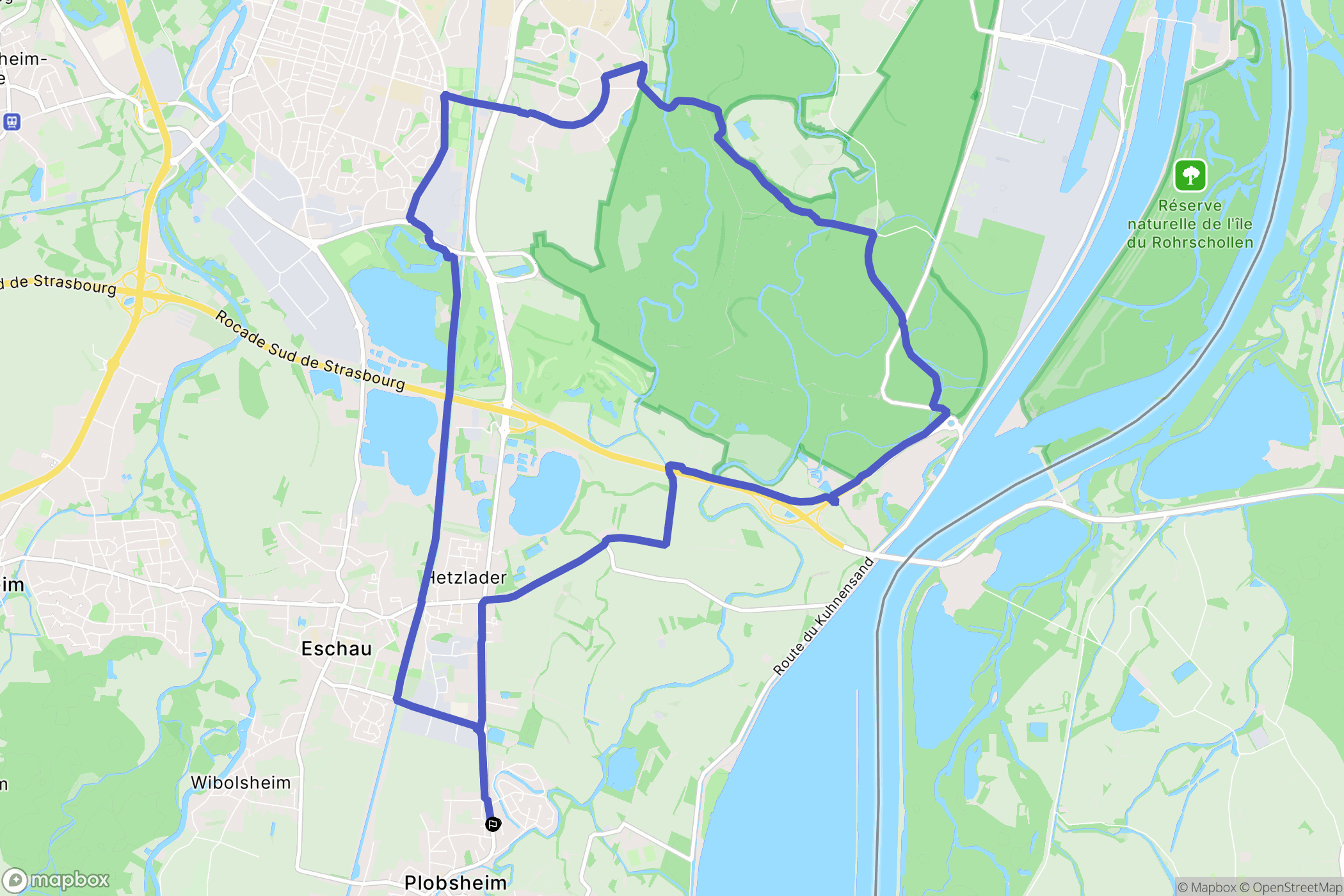 Plobsheim : carte du parcours de randonnée - France