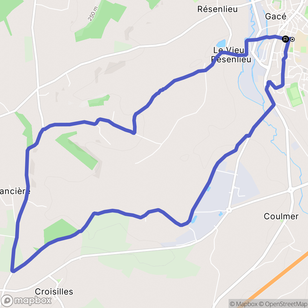 Gacé : carte du parcours de randonnée - France