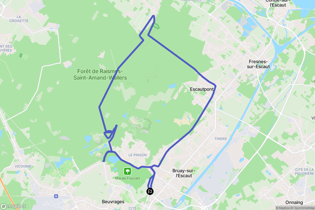 Bruay-sur-l'Escaut : carte du parcours de randonnée - France