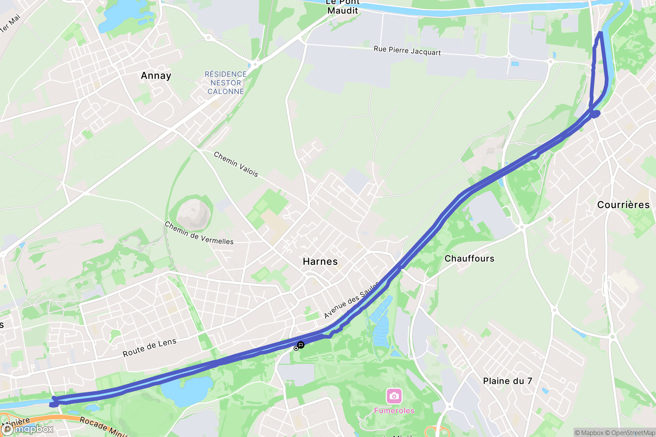 Harnes : carte du parcours de randonnée - France